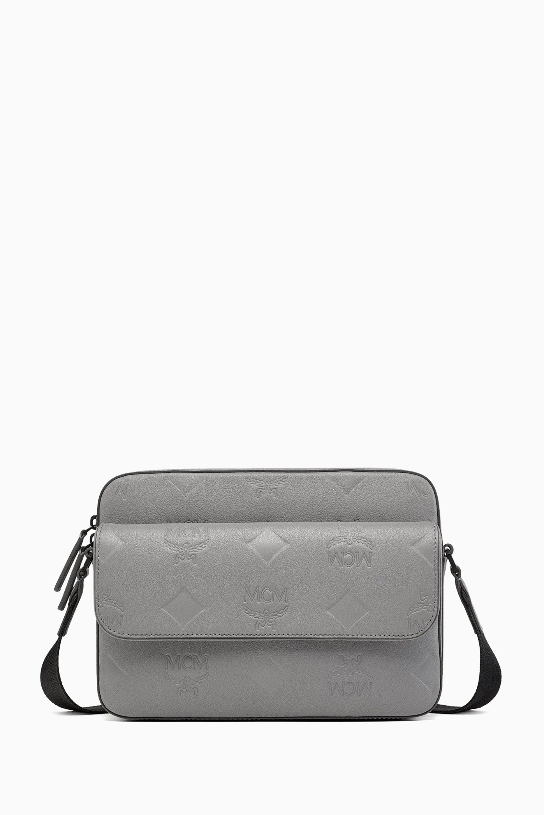 Buy MCM Grey Medium Aren Messenger Bag in Leather For UNISEX Online Ounass Saudi