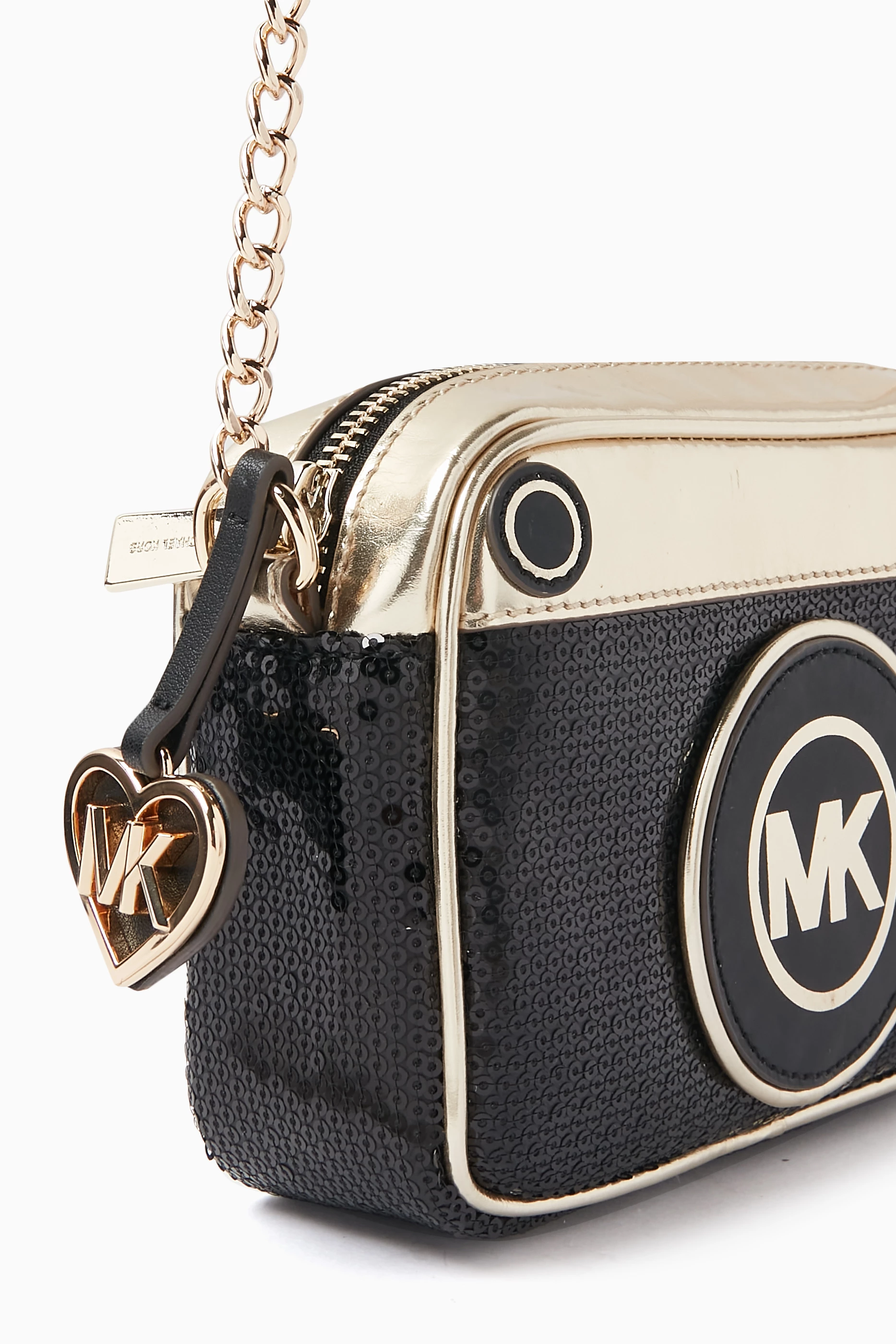 Buy Michael Kors Kids Black MK Camera Bag in Sequinned Faux Leather For Girls Online Ounass Saudi