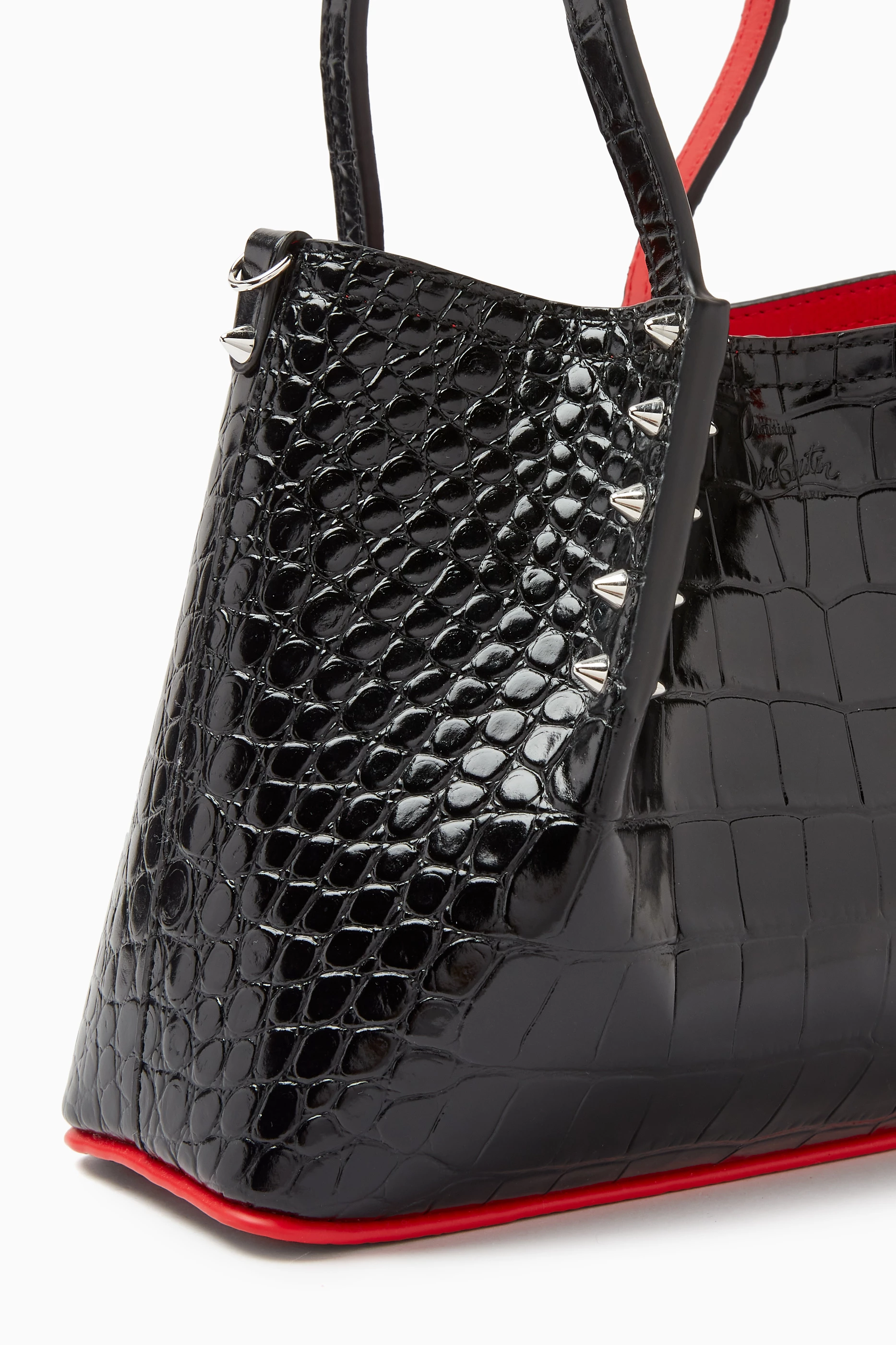 Buy Christian Louboutin Black Mini Cabarock Tote Bag in Alligator embossed Leather For Women Online Ounass Saudi