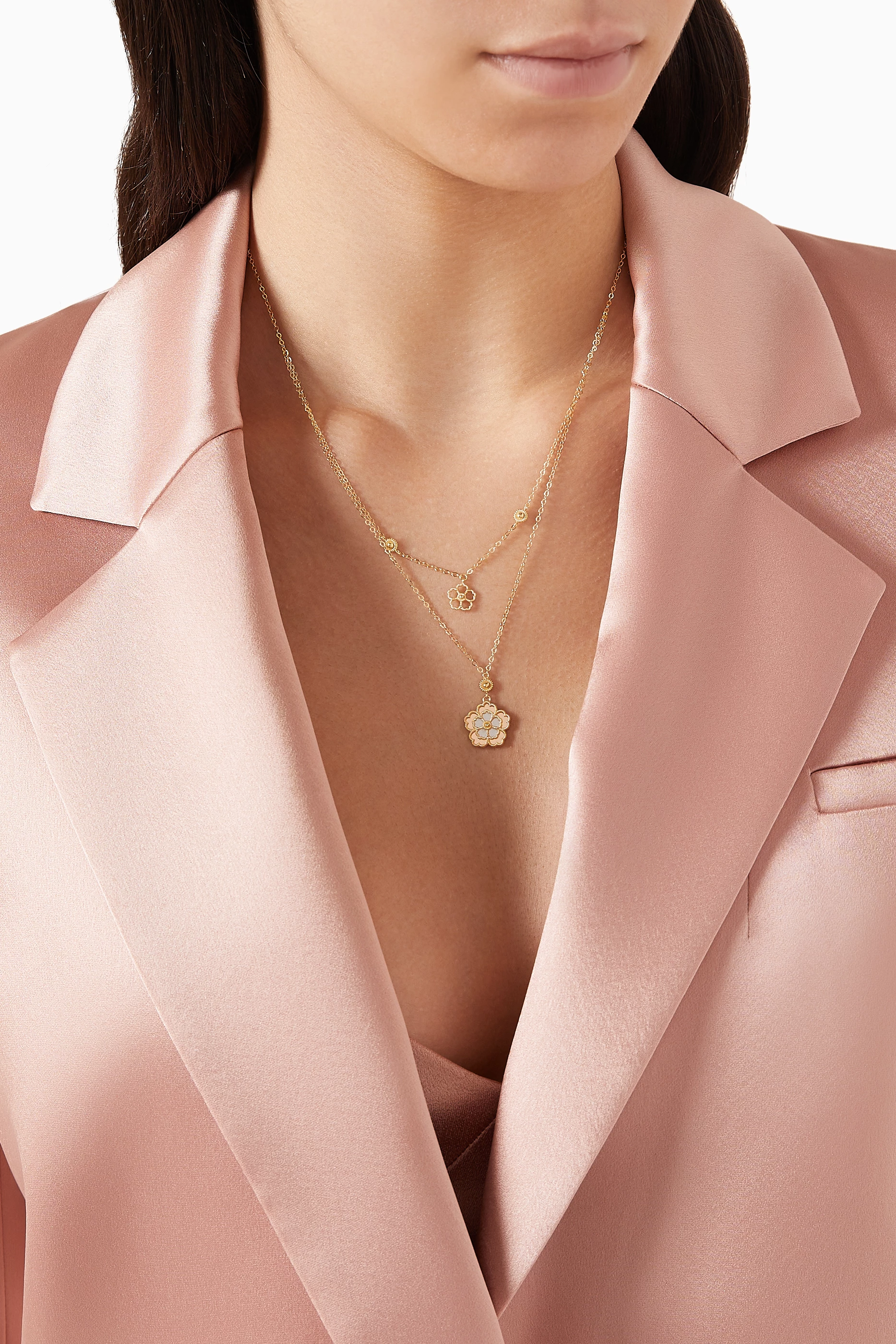 تسوق قلادة فرفشة جياردينو اورو بطبقات ذهب أصفر وأبيض عيار 18 داماس