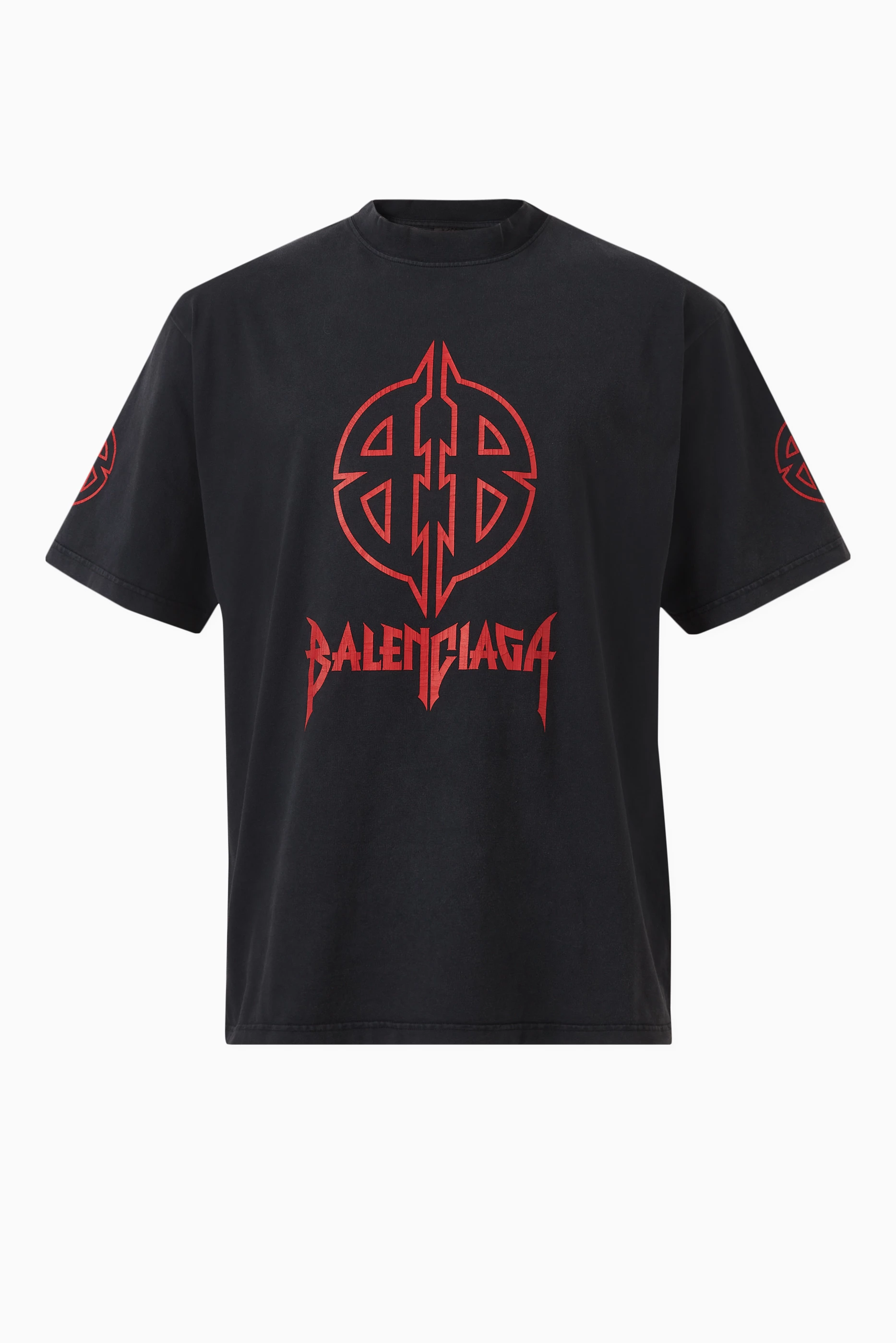 Buy Balenciaga Black Heavy Metal Logo Medium Fit T-Shirt in