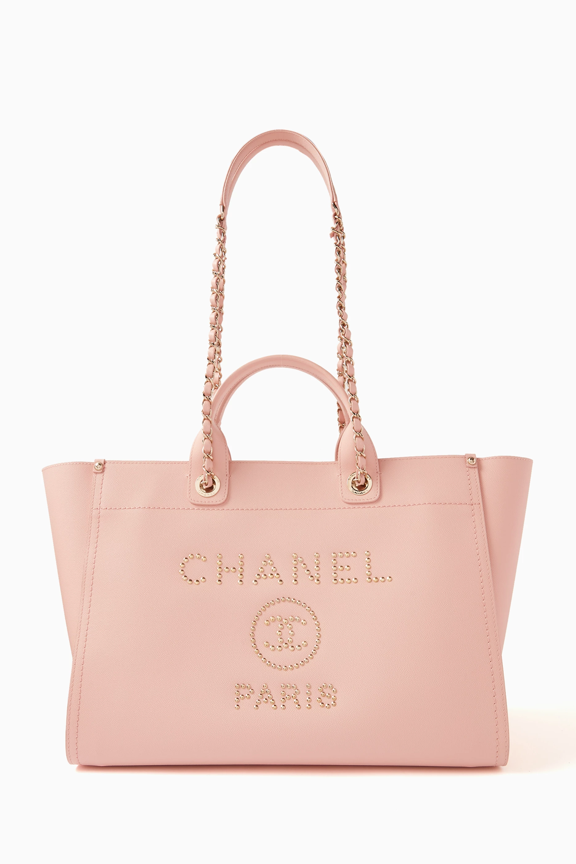 Pink chanel beach bag sales