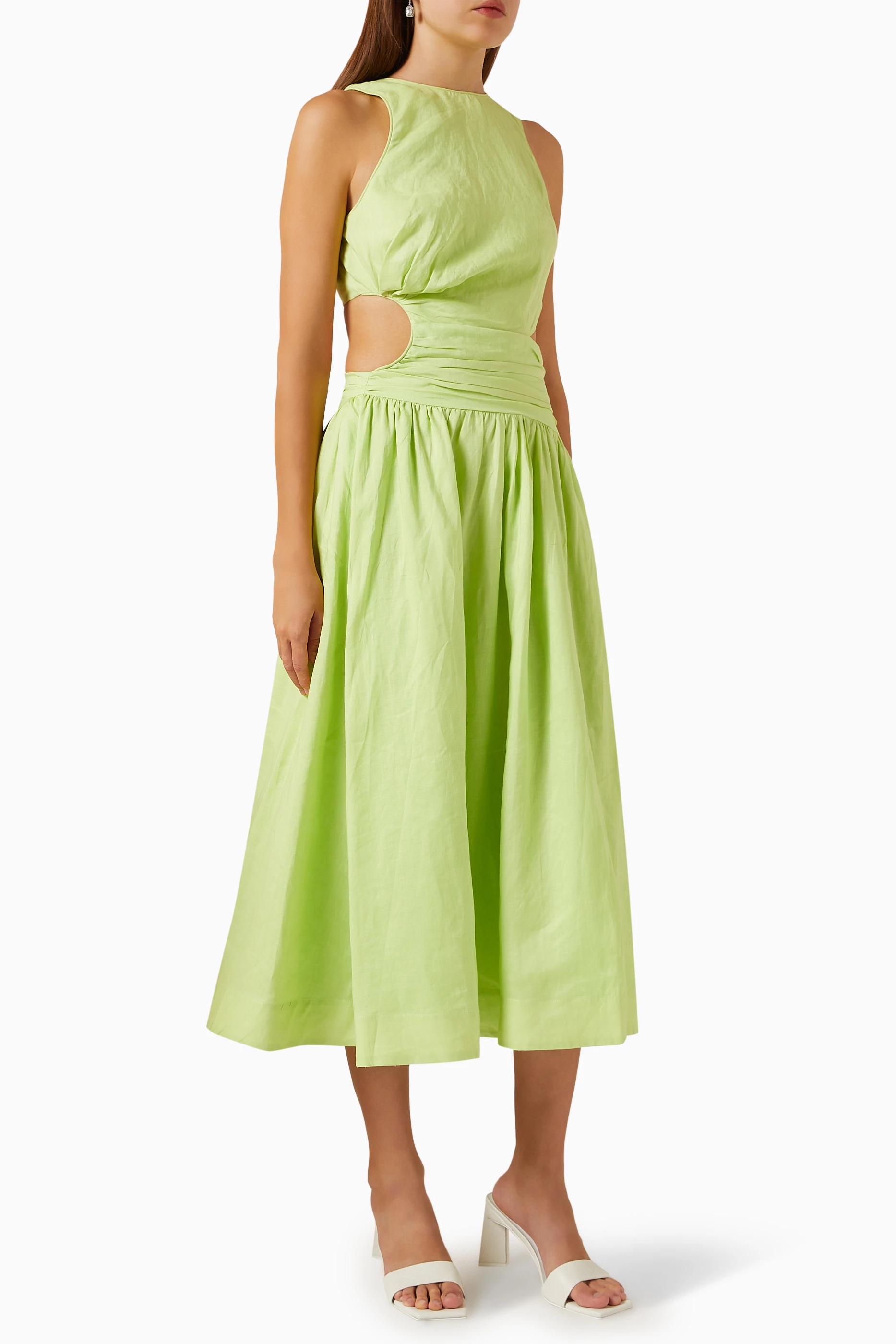 Buy Keepsake The Label Green Amalfi Midi Dress in Linen For Women