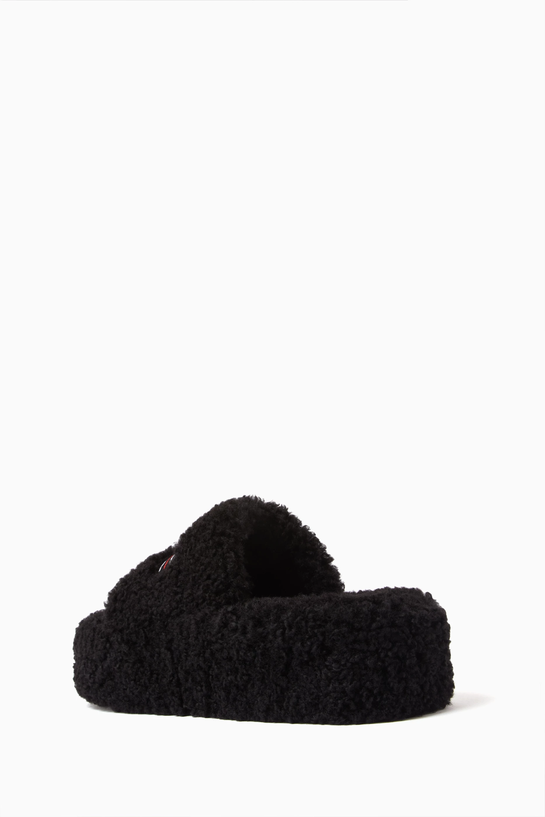 Buy Balenciaga Black Furry Platform Sandals in Faux Shearling For