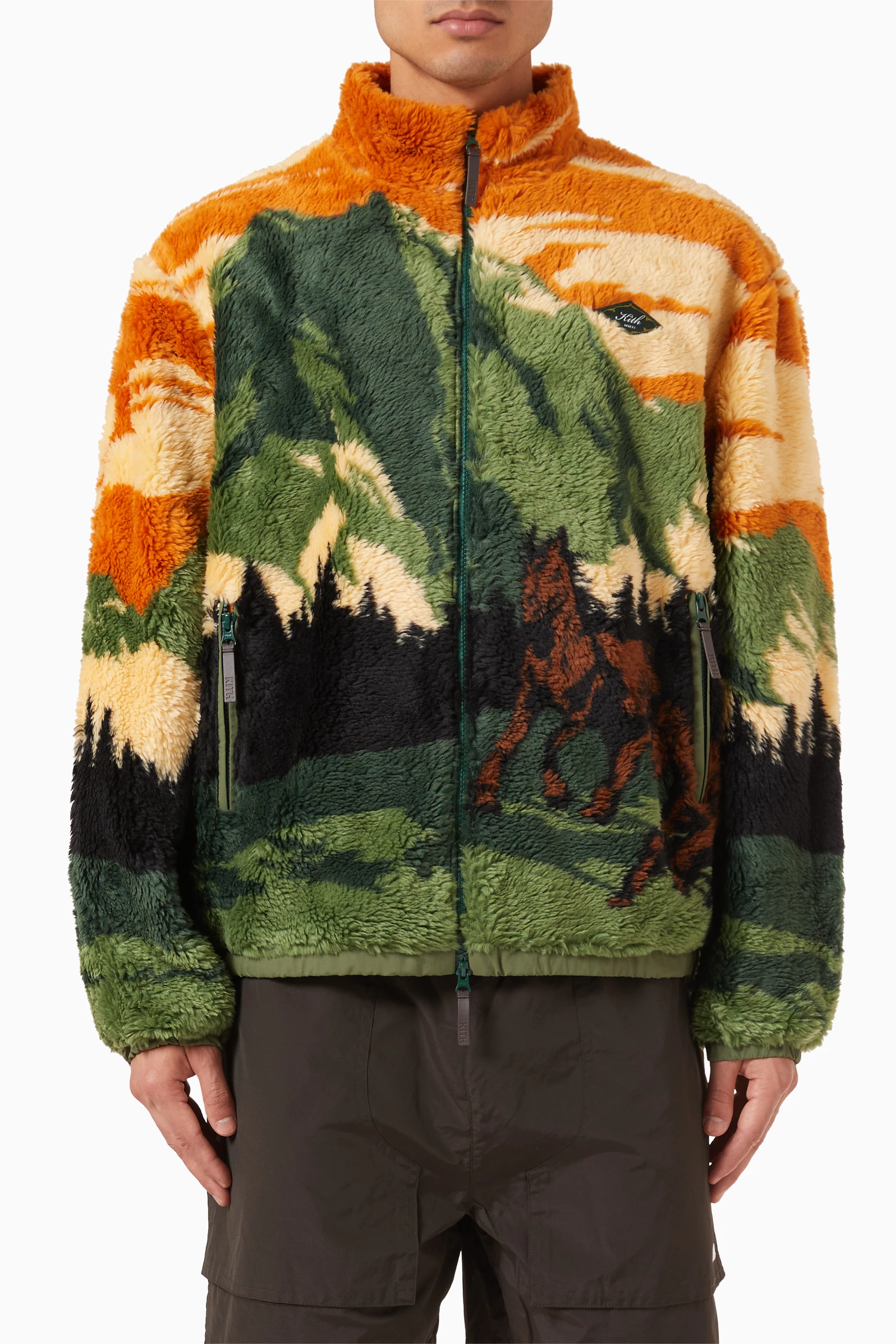 Buy Kith Orange Pinehurst Zip-closure in Sherpa-blend fabric For