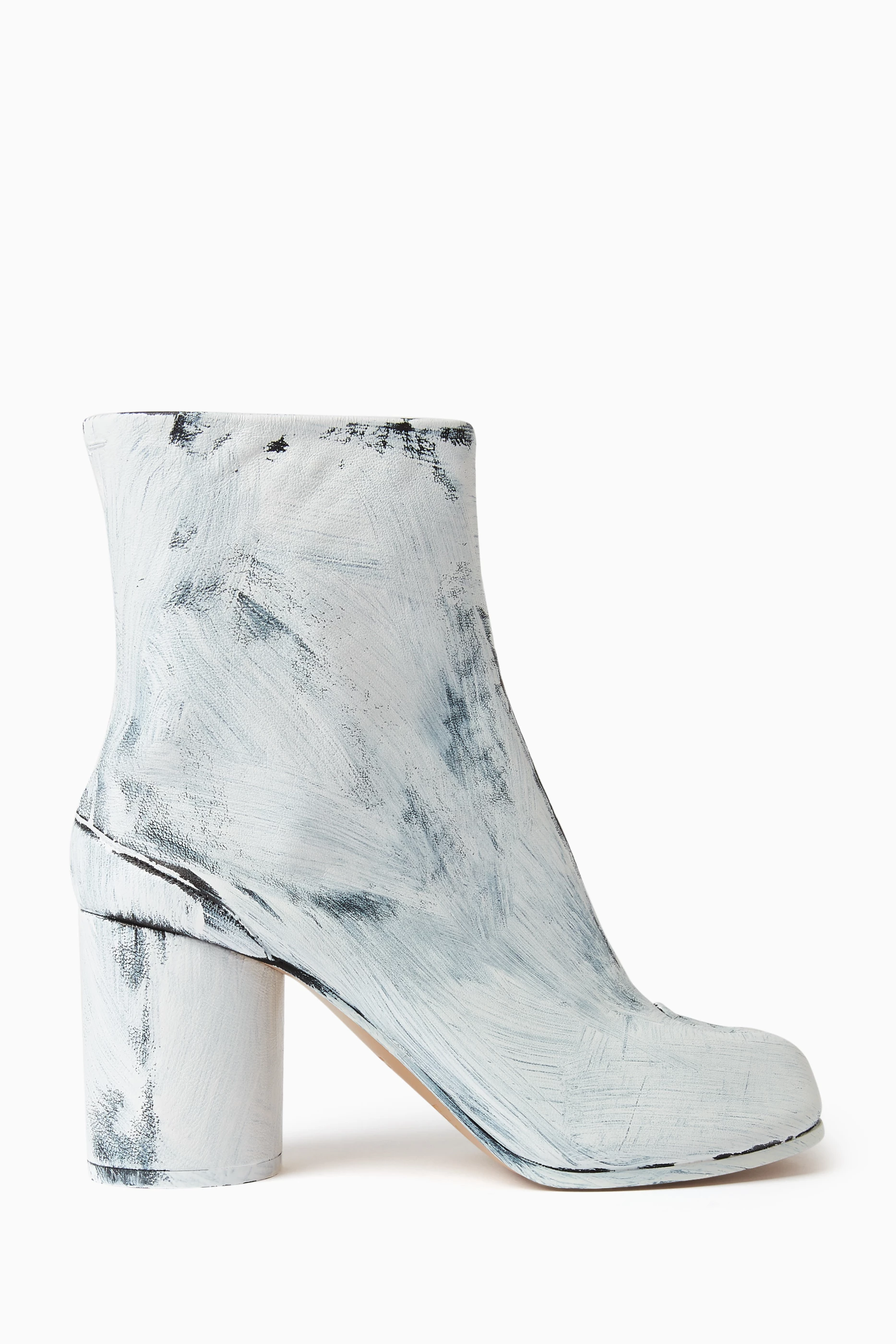 Buy Maison Margiela Black Tabi 80 Ankle Boots in Painted Leather For Women Online Ounass Saudi