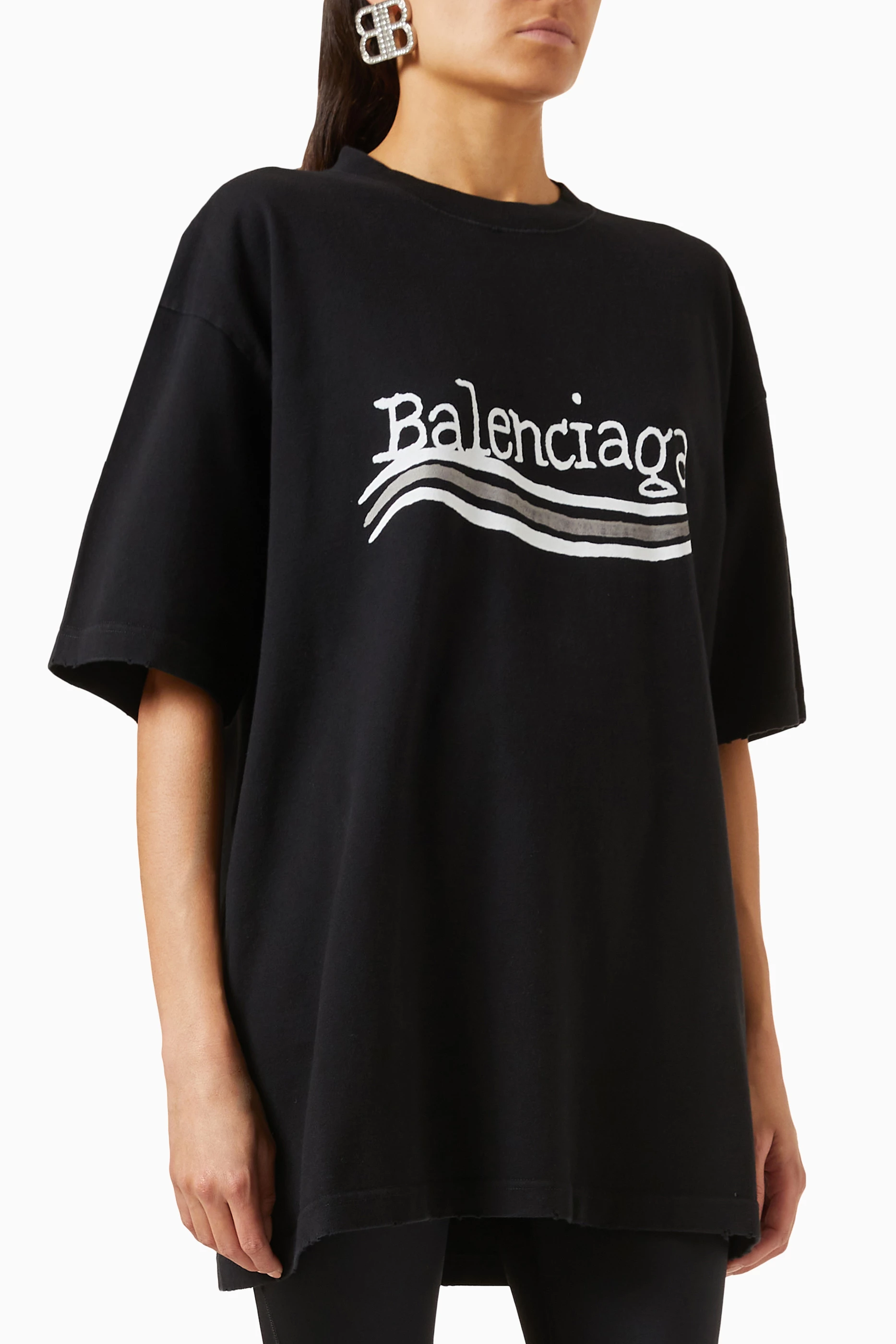 Buy Balenciaga Black Hand Drawn Political Campaign Large fit T shirt in Jersey For UNISEX Online Ounass Saudi