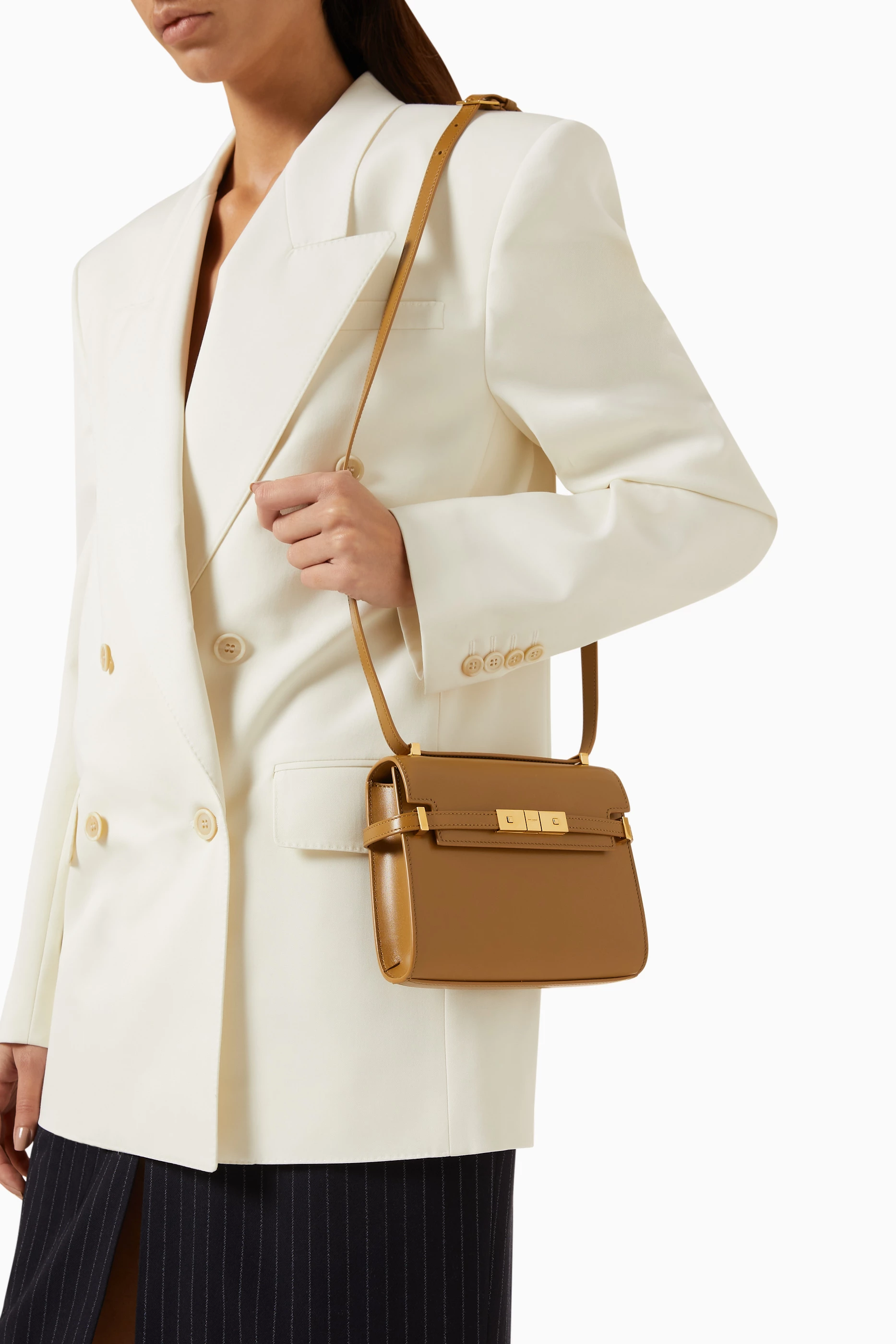 Buy SAINT LAURENT Brown Mini Manhattan Shoulder Bag in Box Leather For Women Online Ounass Saudi