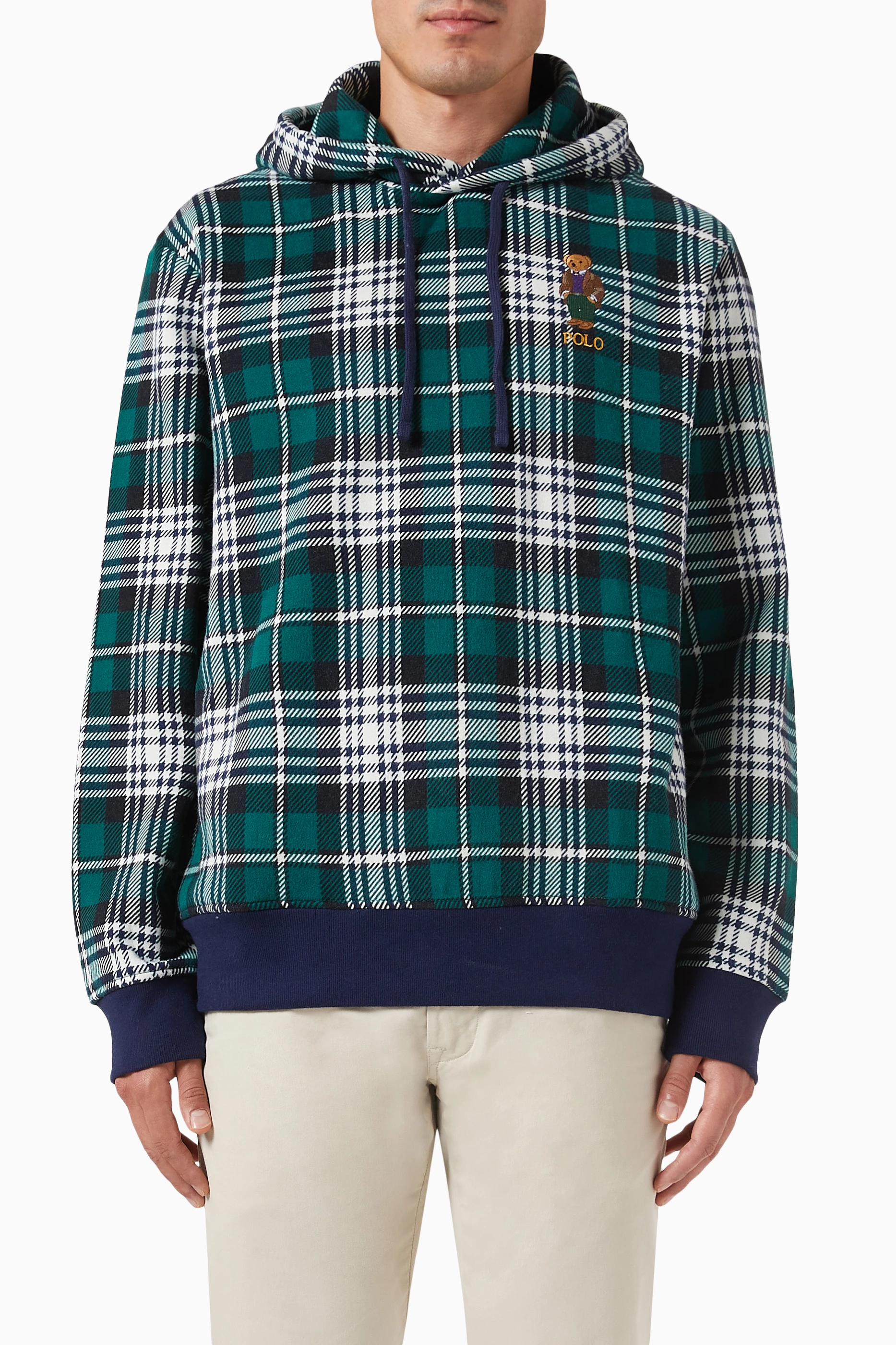Buy Polo Ralph Lauren Multicolour Plaid Hoodie in Fleece For Men Online Ounass Saudi