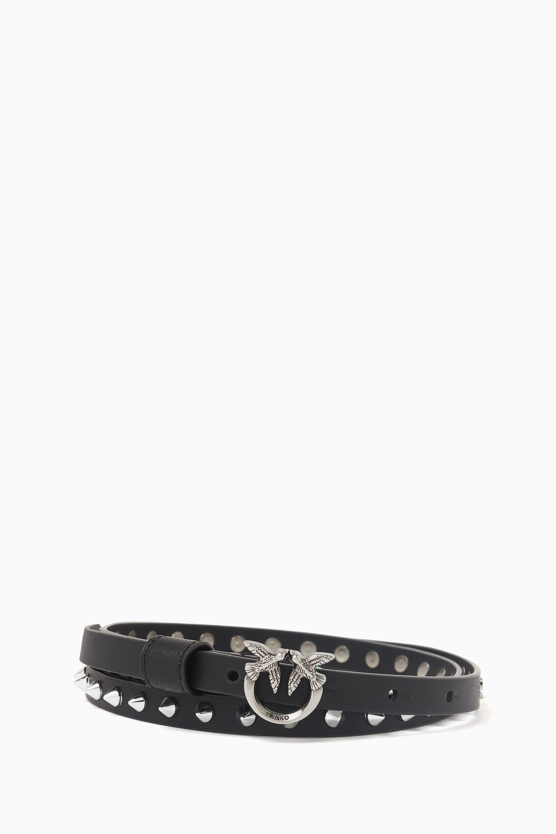 PINKO Love berry leather belt ピンコ Pinko Love Berry H4 leather belt for women 100120a0f1 Black
