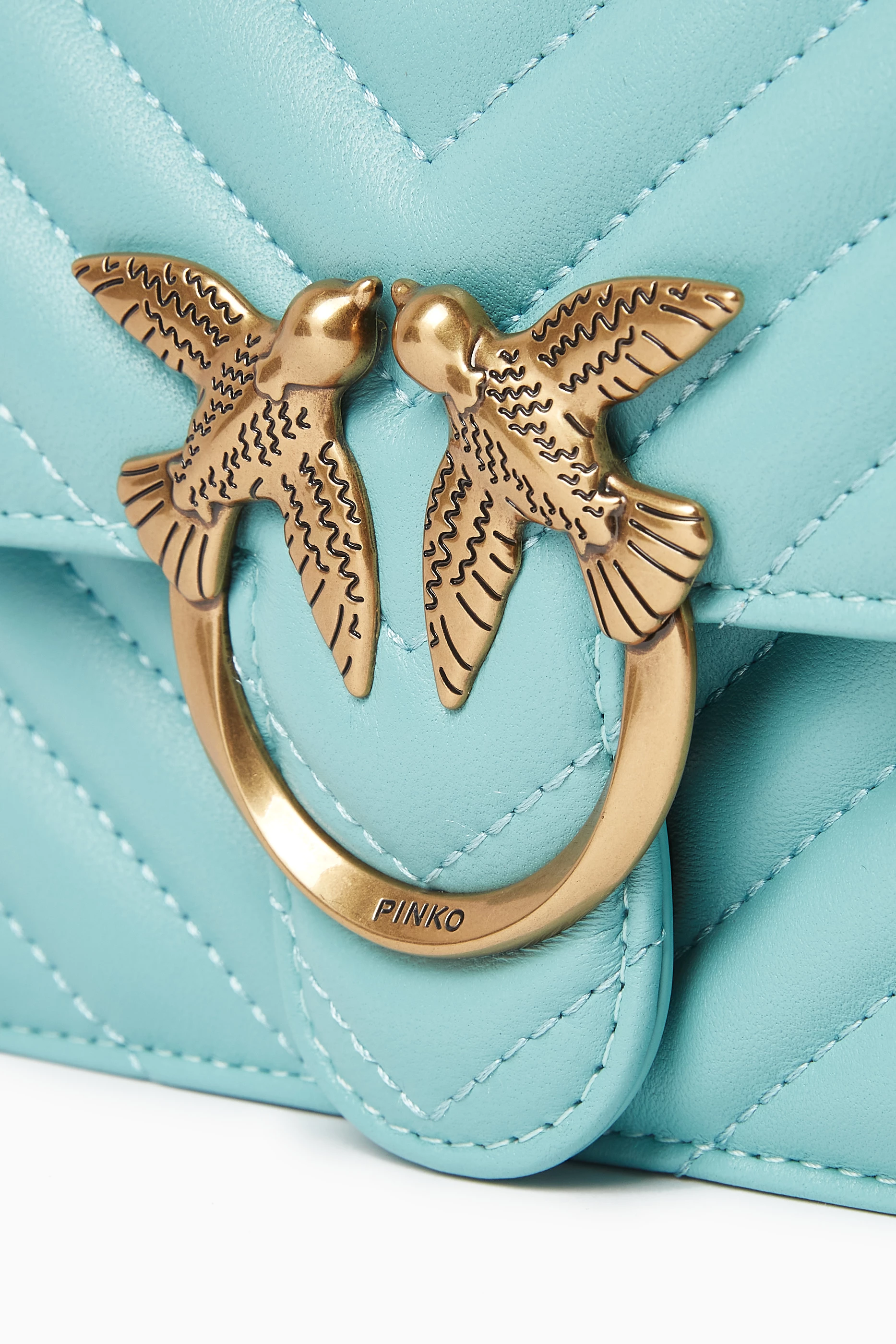 Buy PINKO Blue Mini Love Icon Crossbody Bag in Quilted Leather For