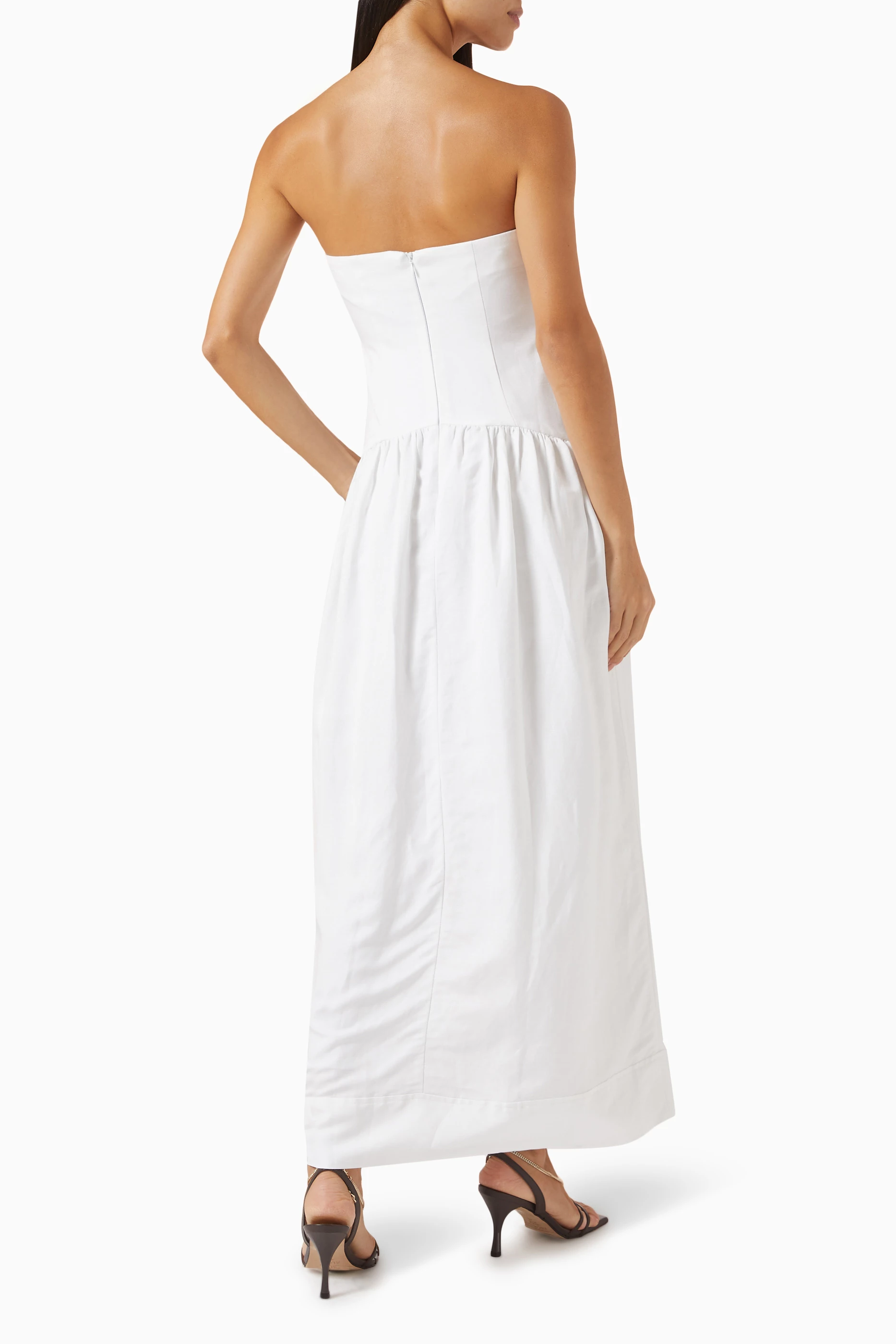 Buy Shona Joy Neutral Strapless Panelled Maxi Dress in Linen-blend For  Women Online | Ounass Saudi