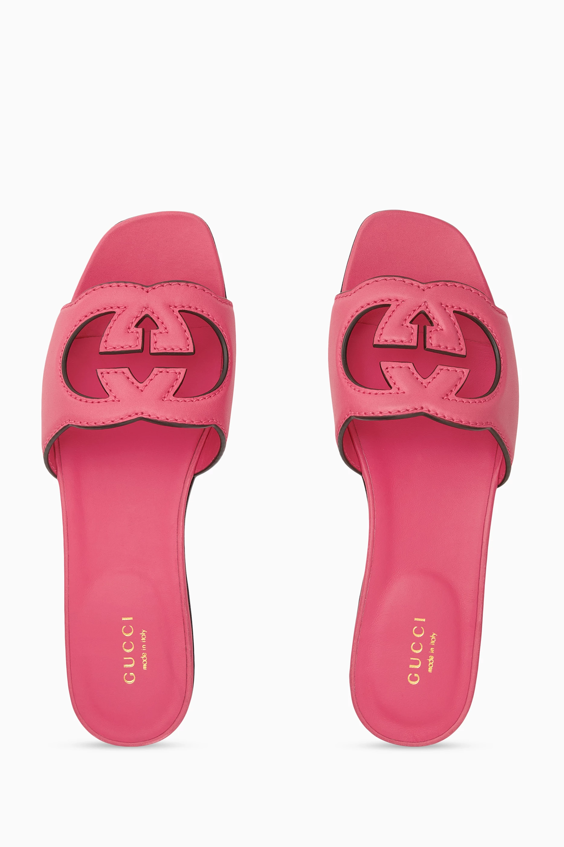 Pink gucci slippers sales