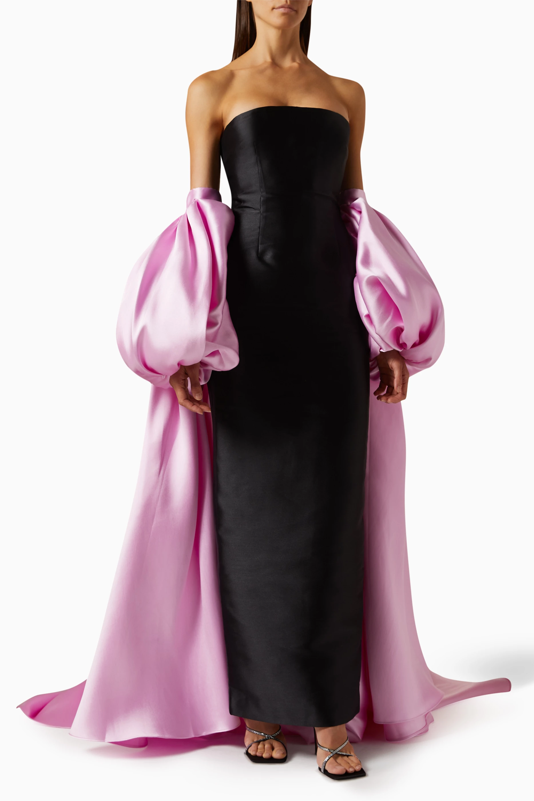 関税込【SOLACE LONDON】The Lea Maxi Dress in Soft Pink Black The Lea Maxi Dress in Black and Blush – Solace London
