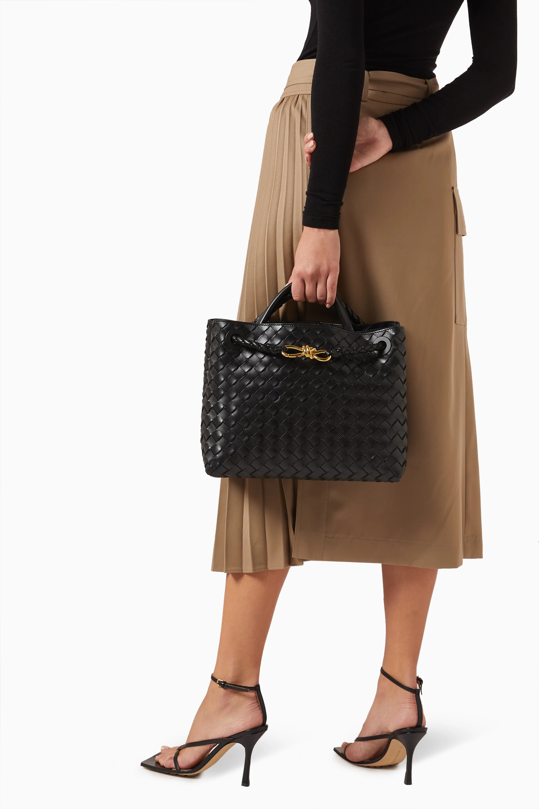 Buy Bottega Veneta Black Medium Andiamo Crossbody Bag in