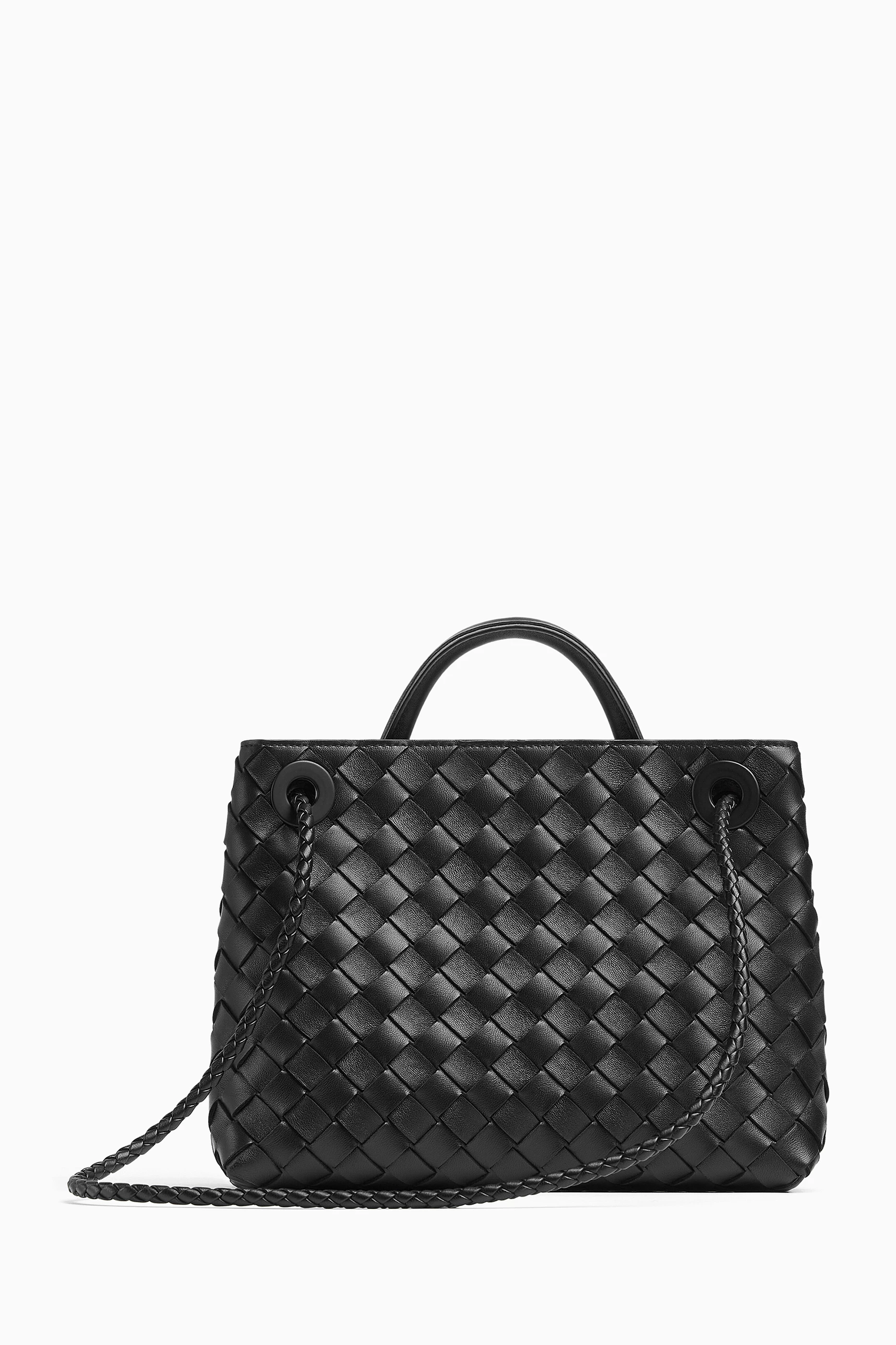 Buy Bottega Veneta Black Small Andiamo Top Handle Bag in Intrecciato Leather For Women Online Ounass Saudi