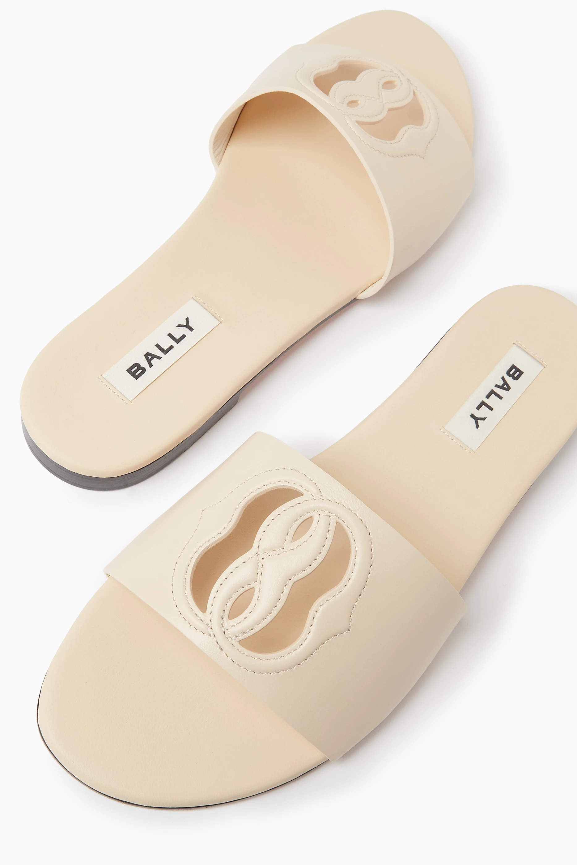 Flat Sandals Bally Slides Womens Buy Bally Neutral Goldie Slides