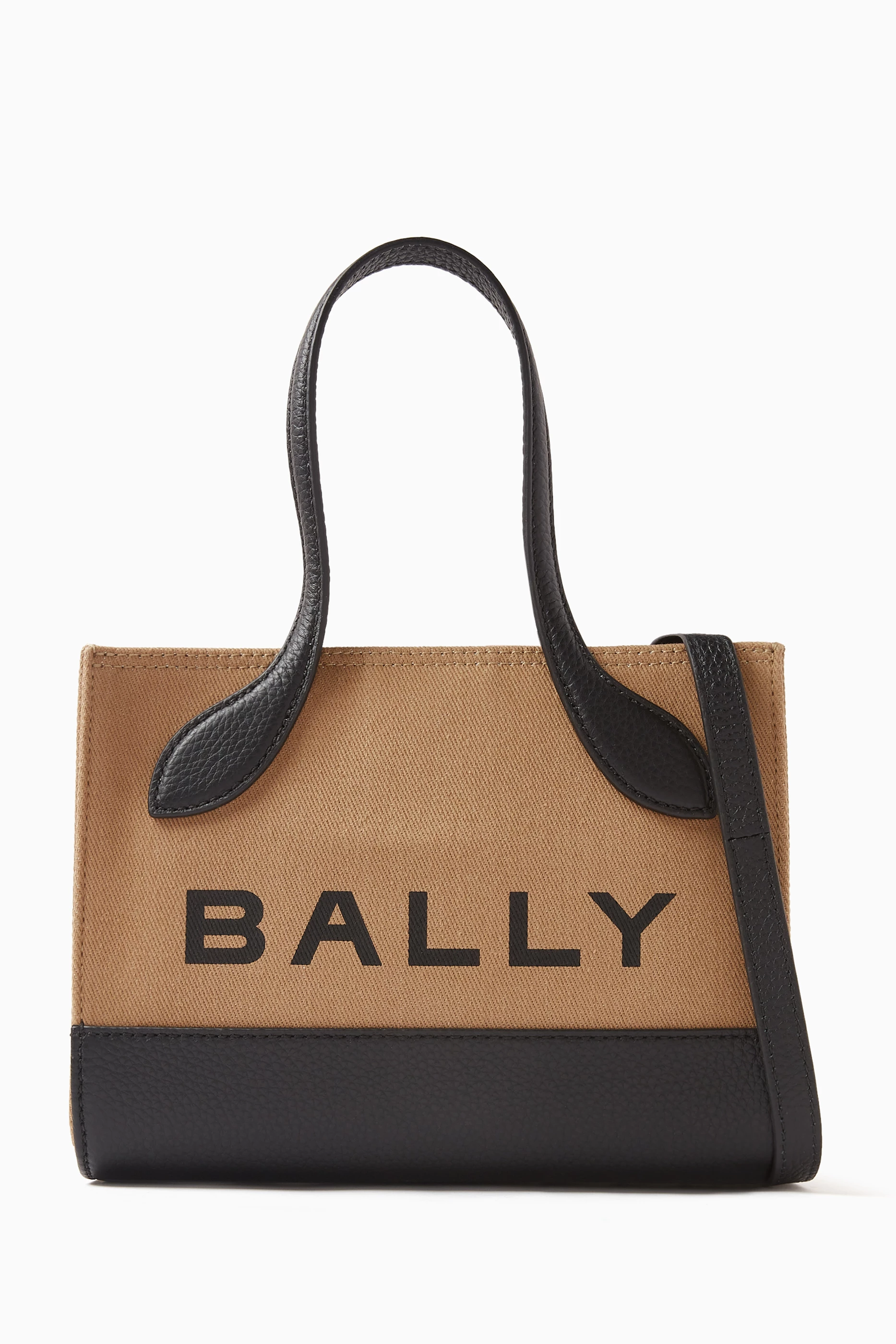 Buy Bally Neutral XS Bar Keep on Tote Bag in Cotton & Leather For