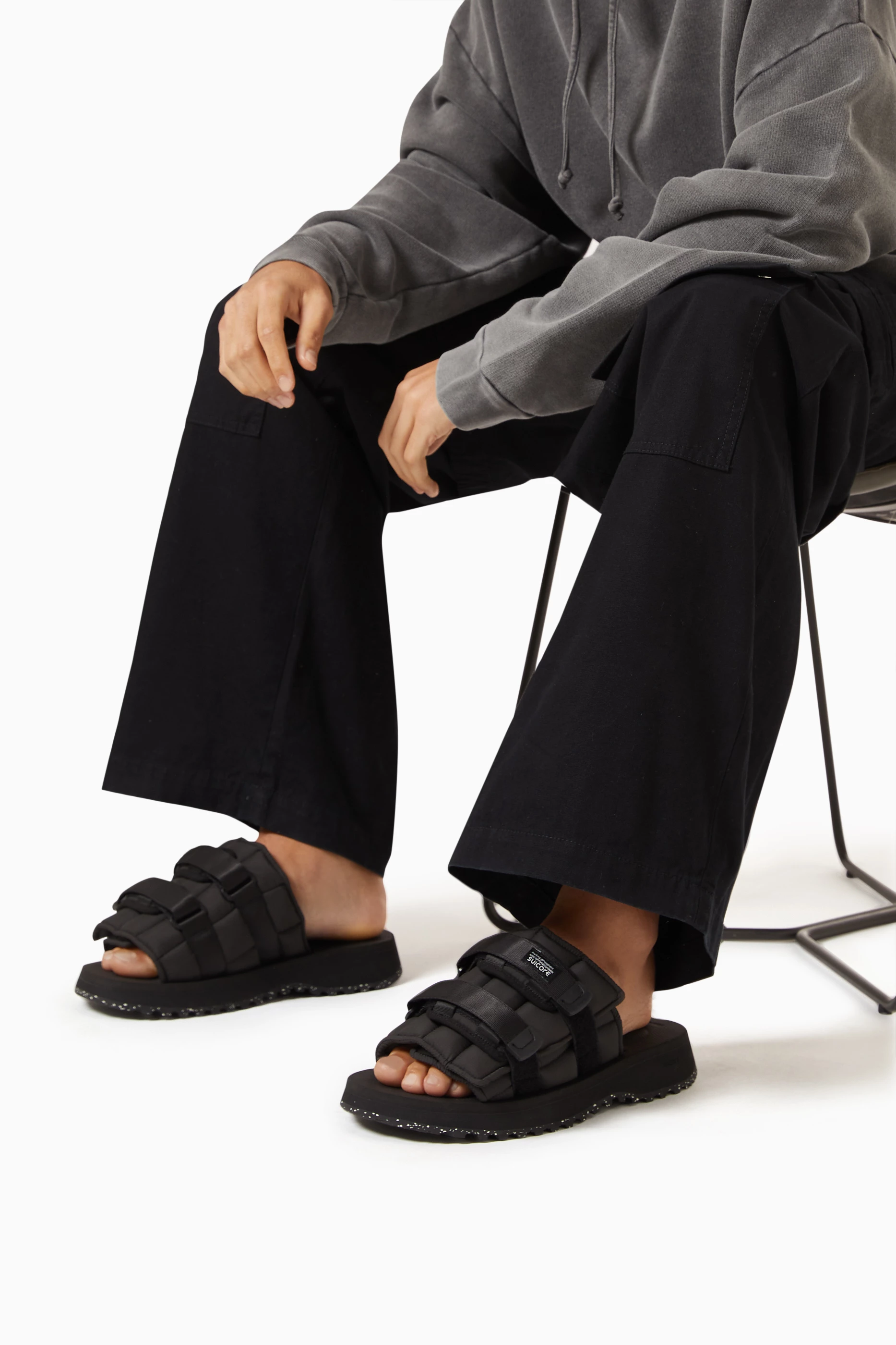 Buy Suicoke Black Moto Puffab Sandals in Textile Rubber For Men Online Ounass Saudi