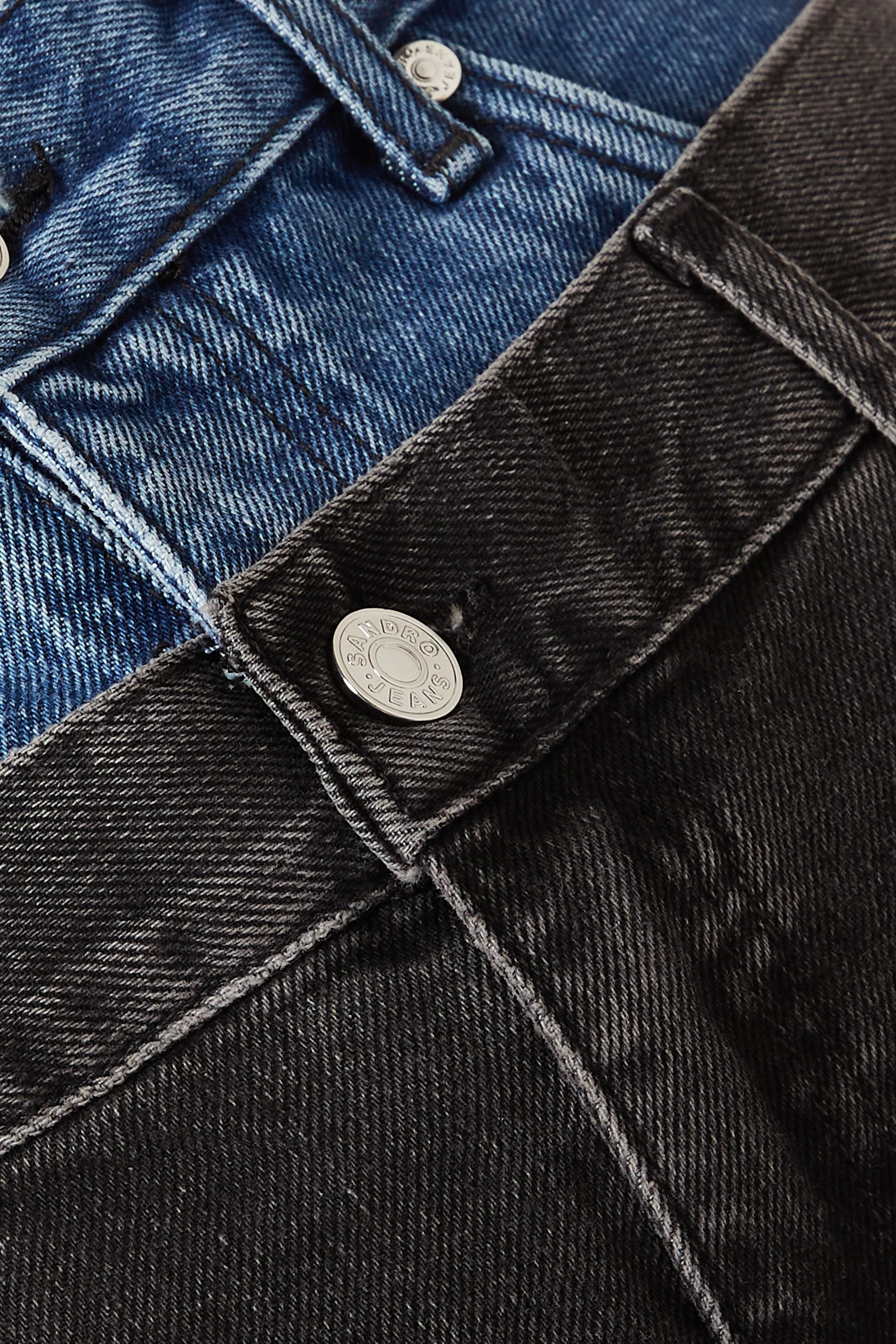 Buy SANDRO Grey Two-tone Double Waisted High-rise Jeans in Cotton