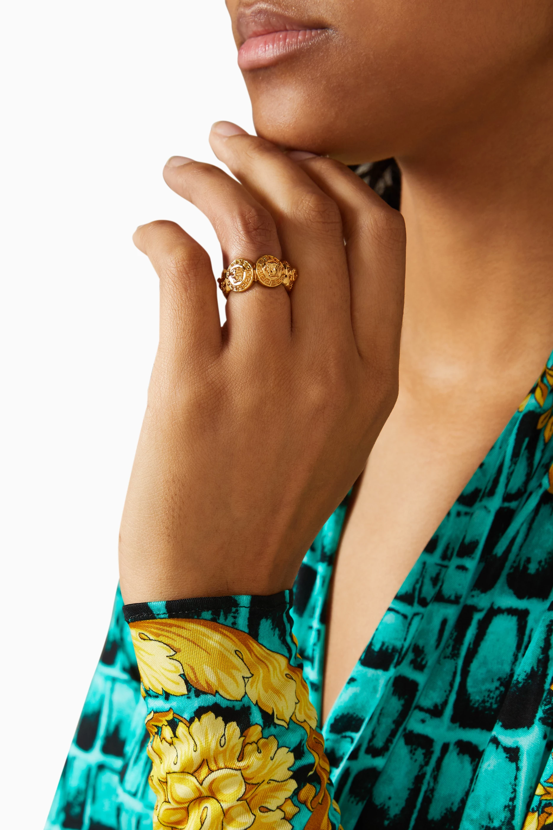 Buy Versace Gold Tribute Medusa Ring in Metal For Women Online Ounass Saudi