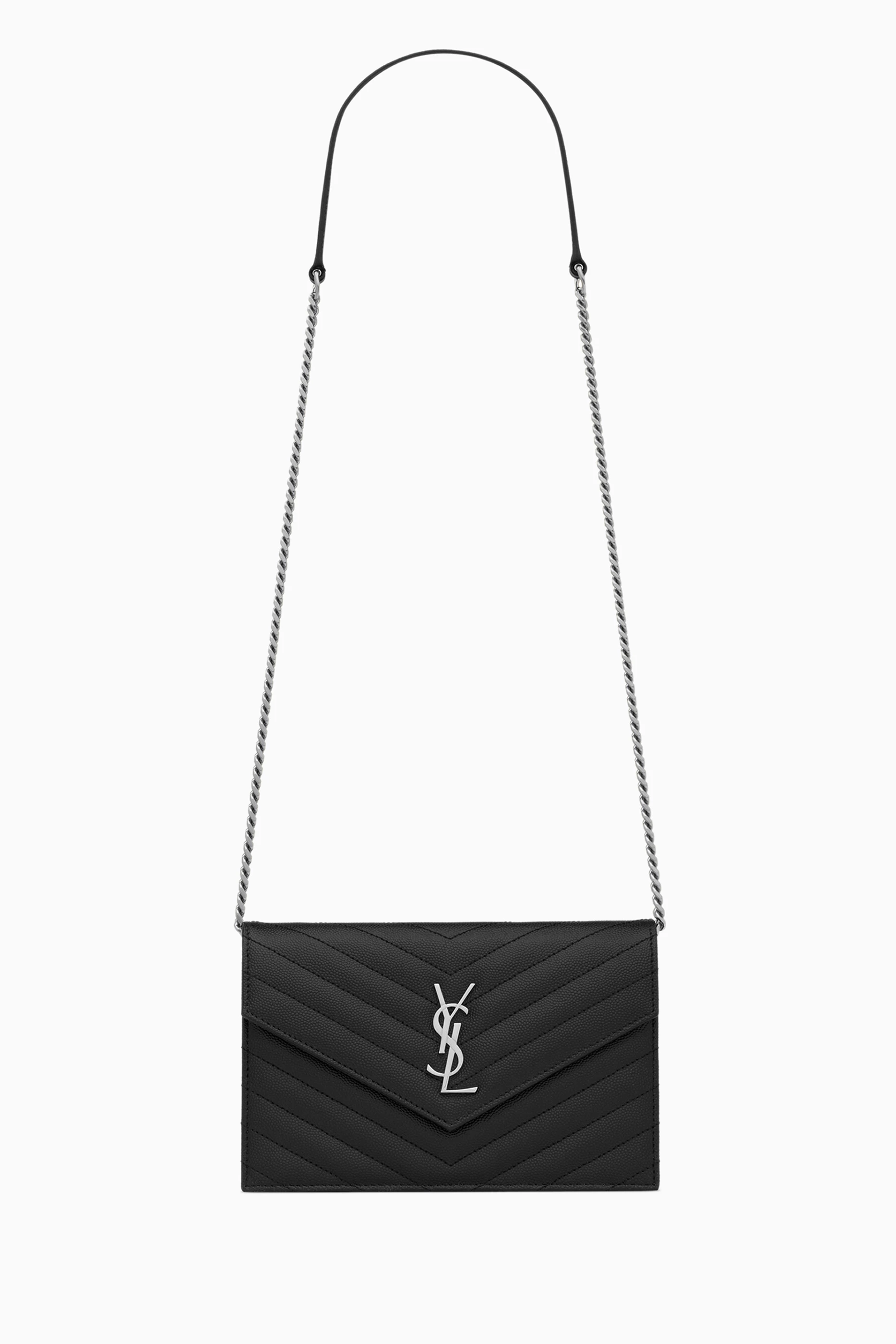 Buy SAINT LAURENT Black Cassandre Matelasse Envelope Chain Wallet in Leather For Women Online Ounass Saudi