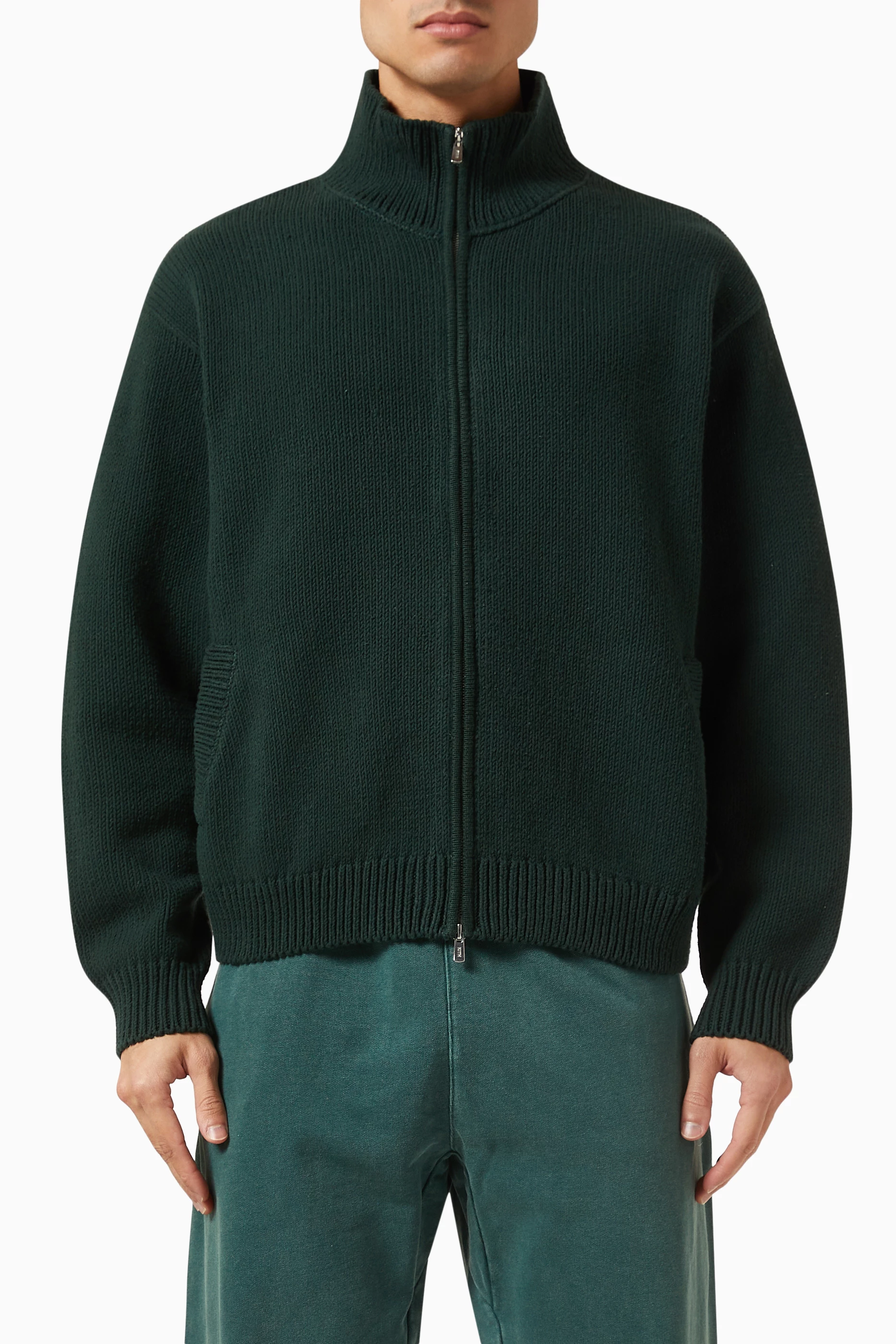 Buy Kith Green Wyona Full zip Varsity Sweater in Cotton For Men Online Ounass Saudi