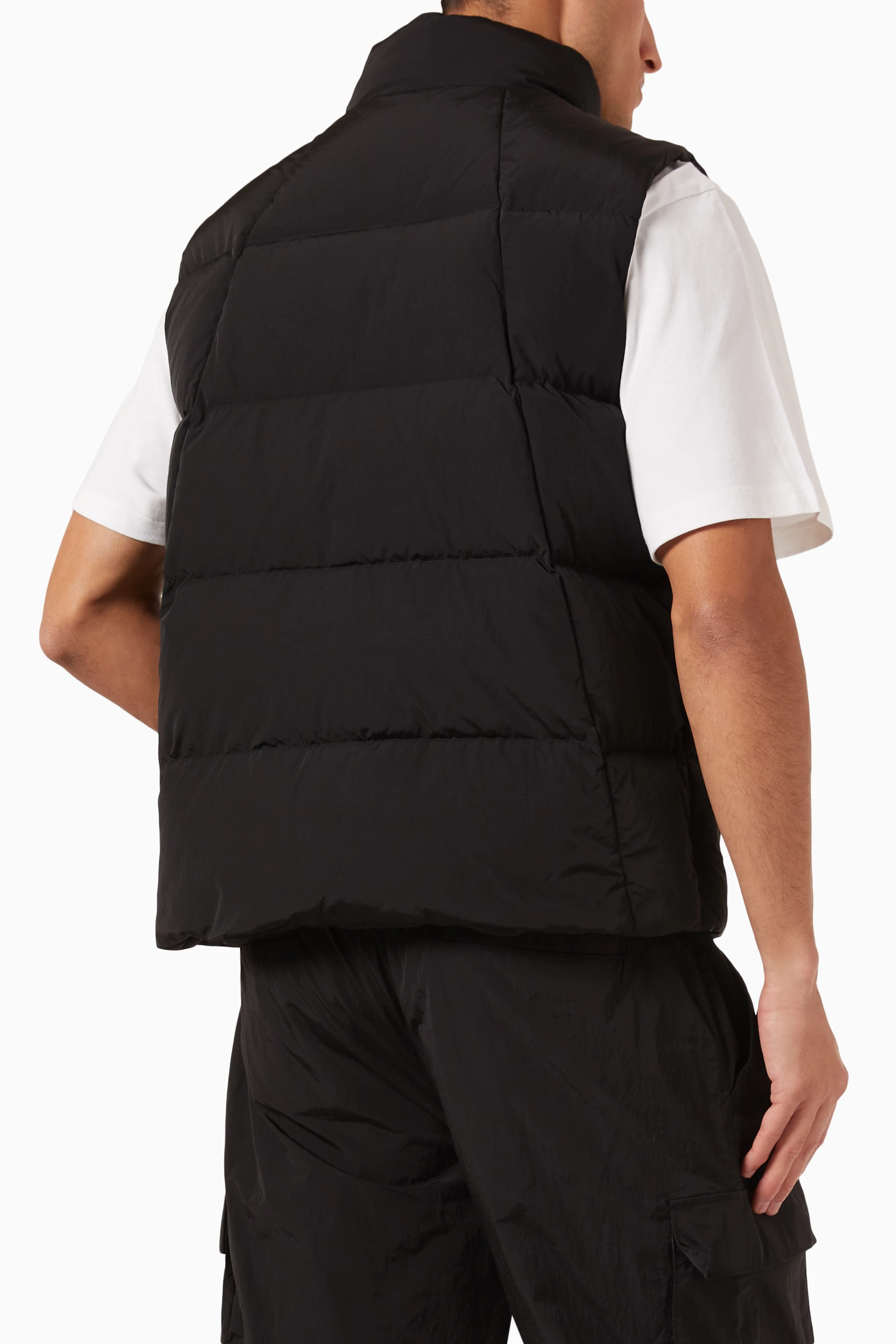 Buy Kith Black Midi Puffer Vest in Wrinkle Nylon For Men