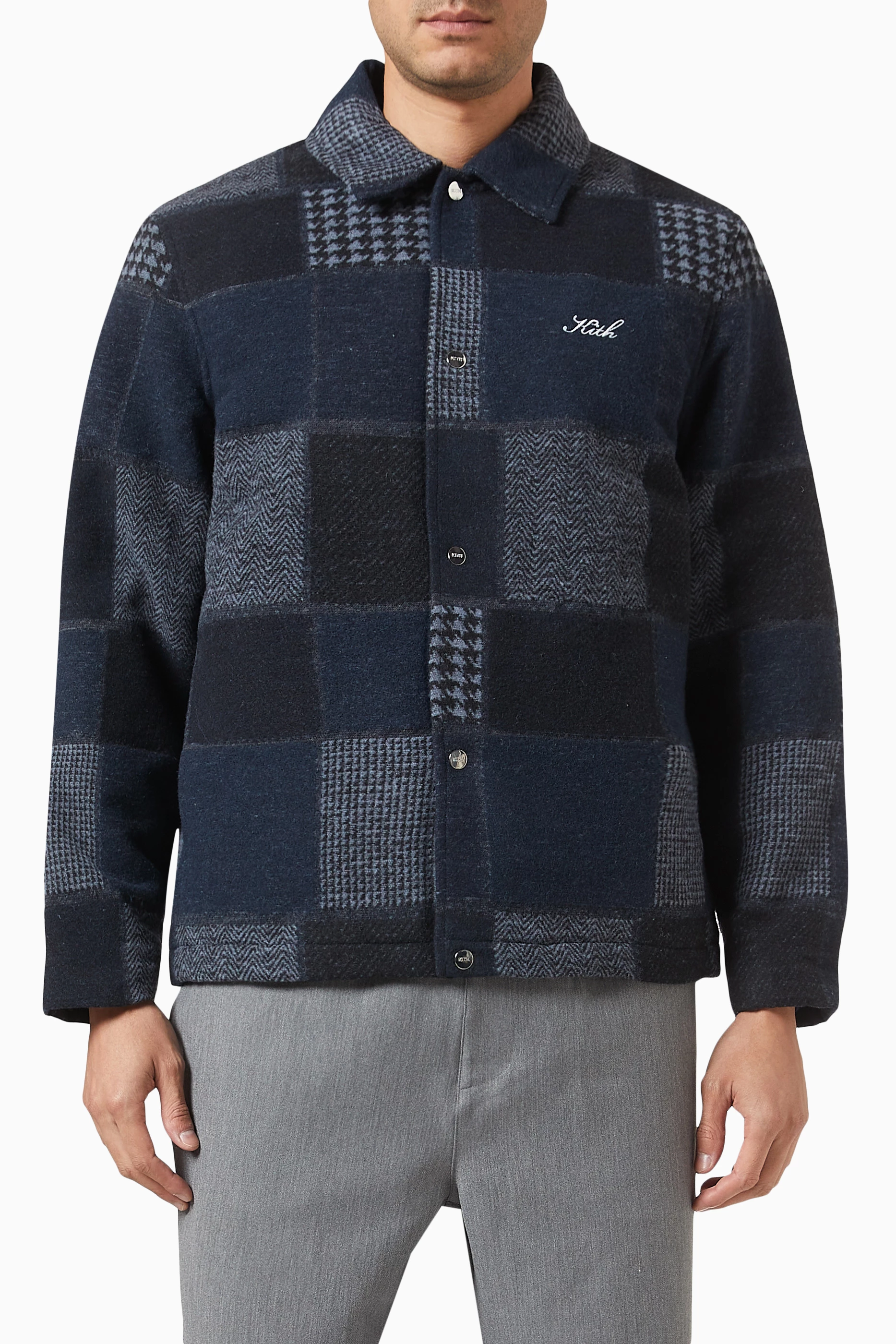 Buy Kith Blue Patchwork Coaches Jacket in Wool-blend For Men Online |  Ounass Saudi