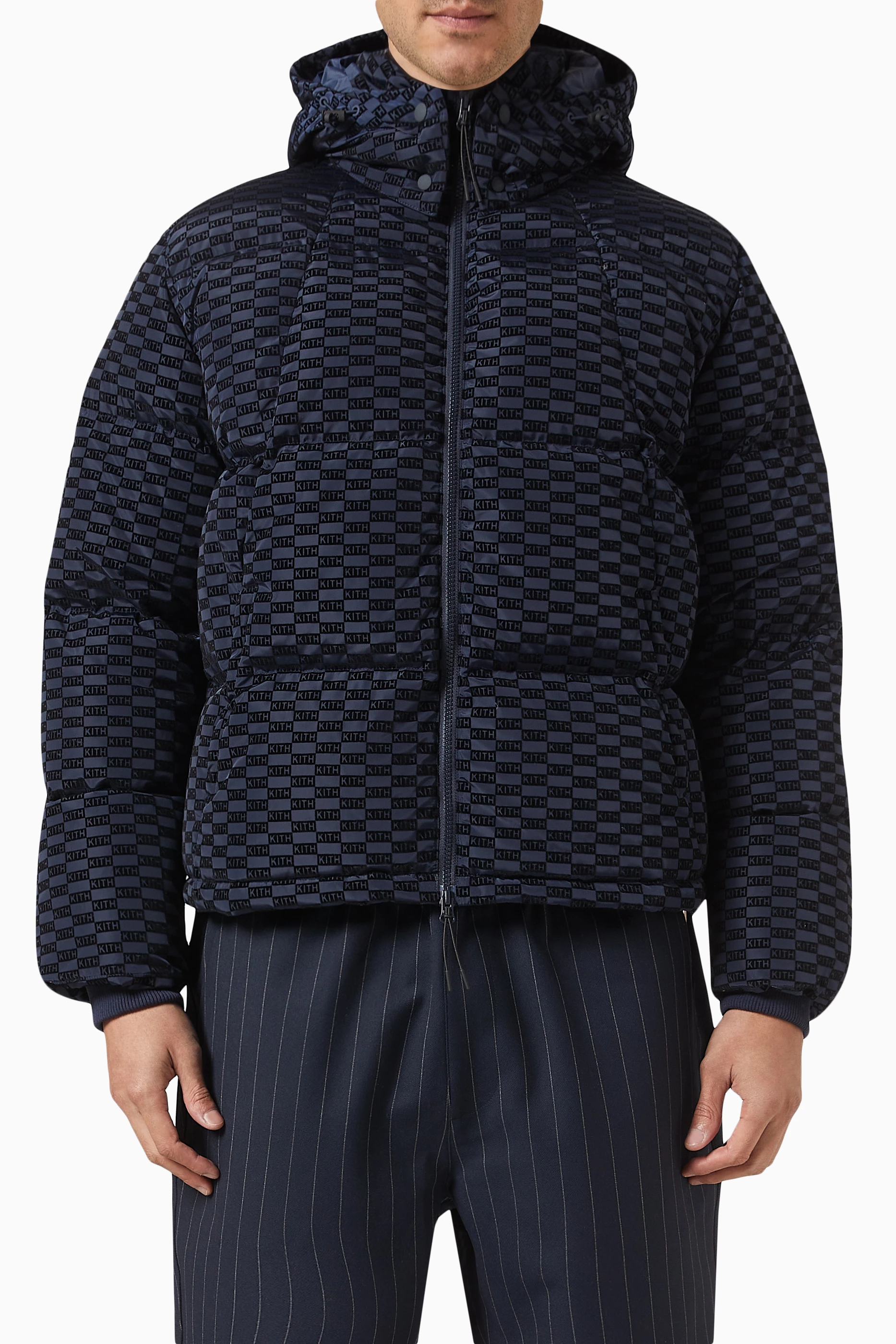 Buy Kith Blue Monogram Midi Puffer Jacket For Men Online | Ounass 