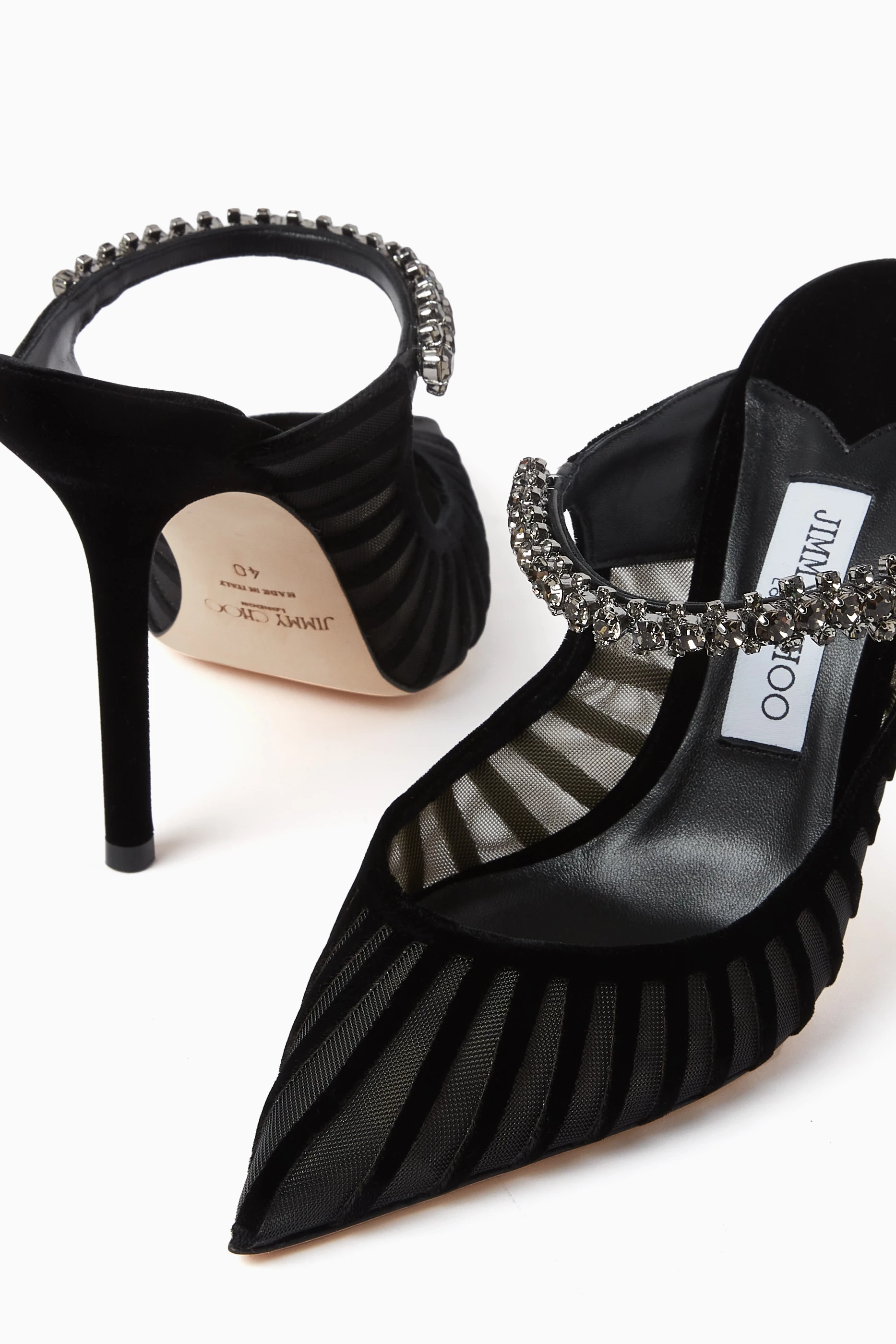 Buy Jimmy Choo Black Bing 100 Mules in Mesh Velvet For Women
