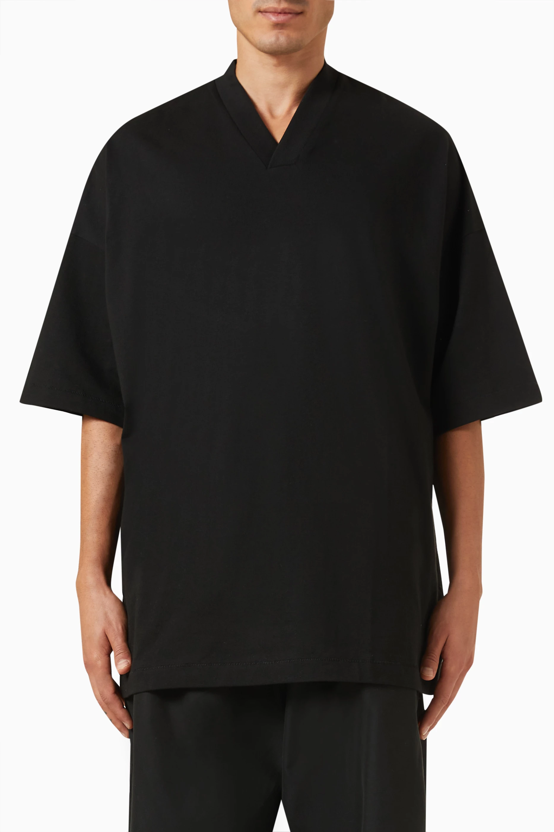 Buy Fear of God Essentials Black Essentials V-neck T-shirt in