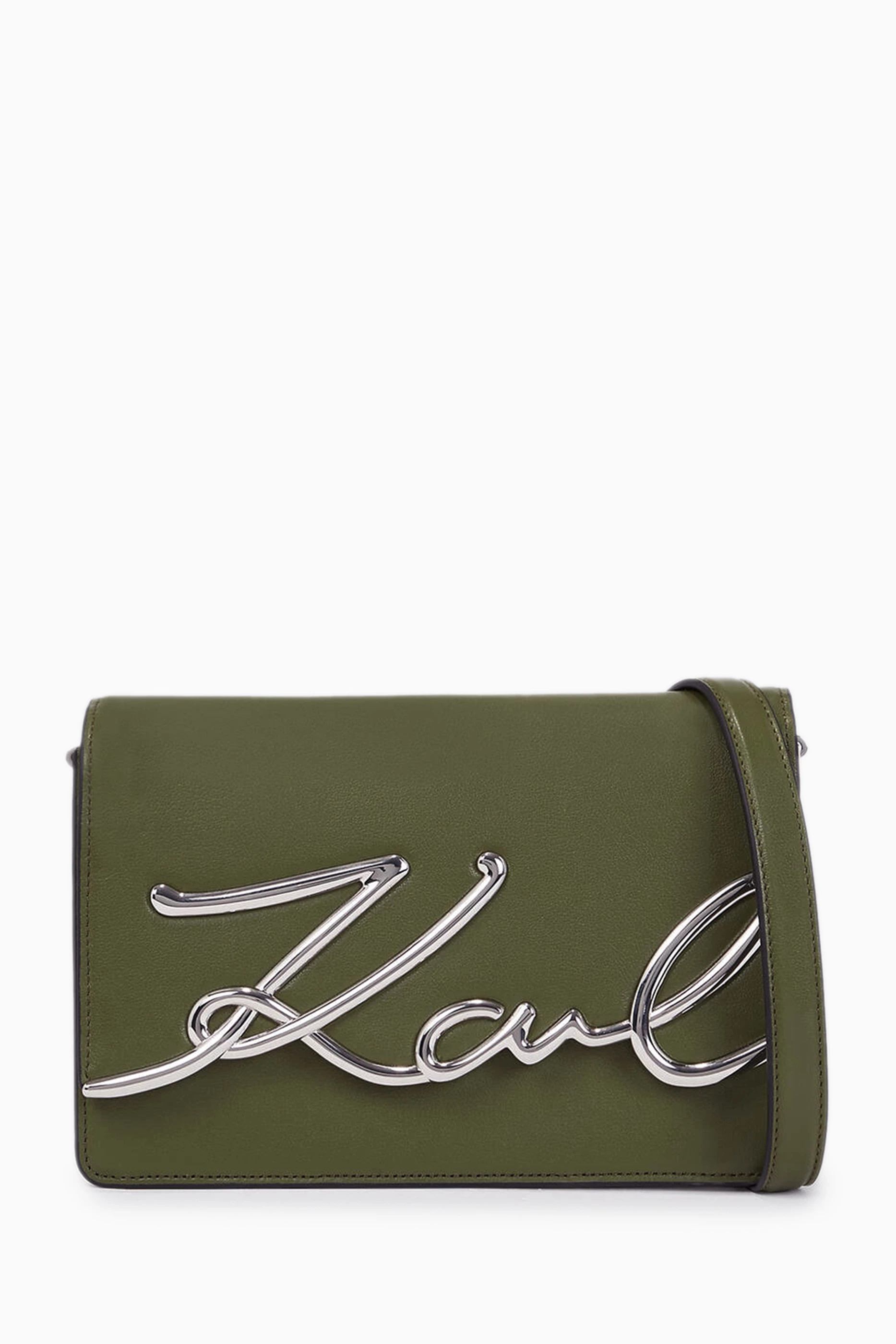 Buy KARL LAGERFELD Green Medium K Signature Crossbody Bag in Leather For Women Online Ounass Saudi