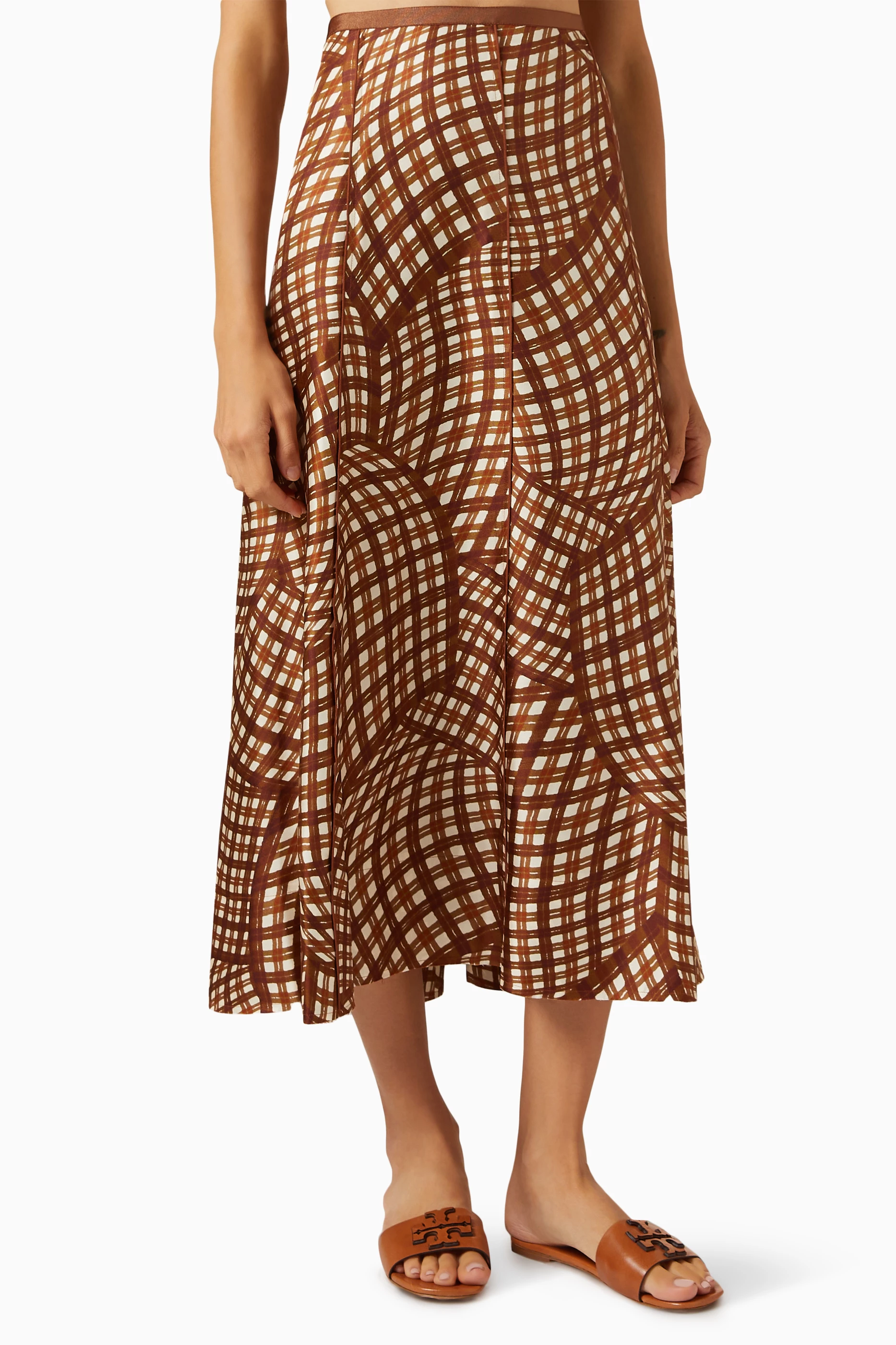 スカート TORY BURCH Women Mid Skirts 170771 211 BROWN Marled Rib Skirt: Women's Designer Bottoms | Tory Burch
