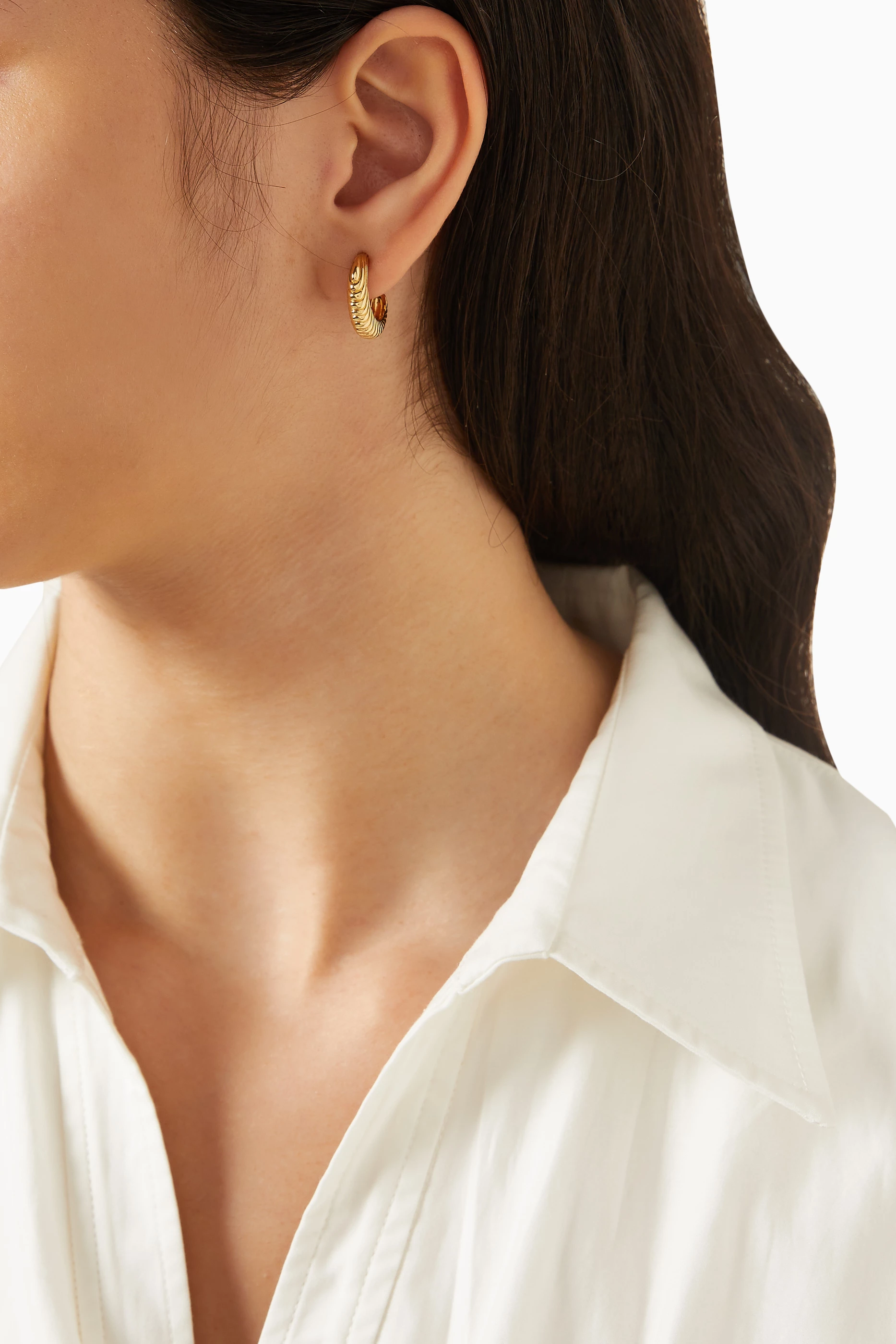 Buy Missoma Gold Wavy Ridge Small Hoop Earrings in 18ct Recycled 