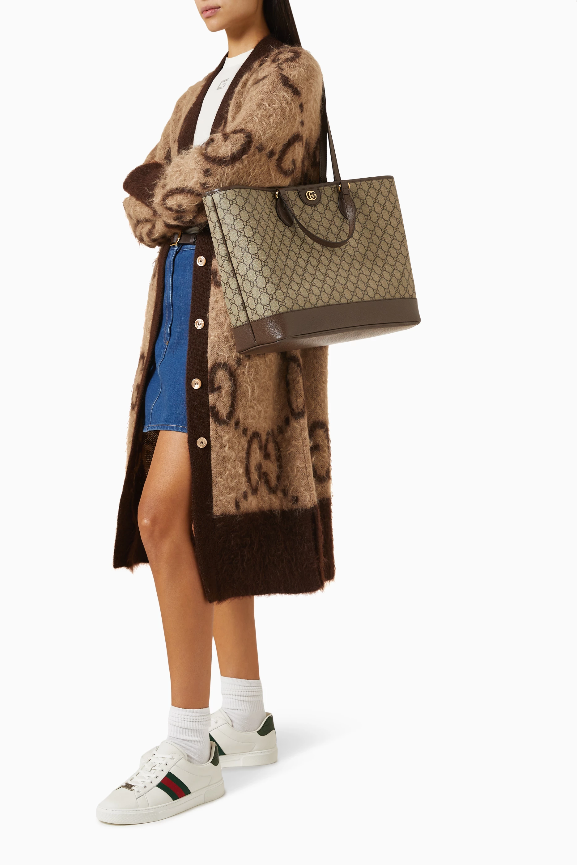 Buy Gucci Brown Medium Ophidia Tote Bag in GG Supreme Canvas For Women Online Ounass Saudi