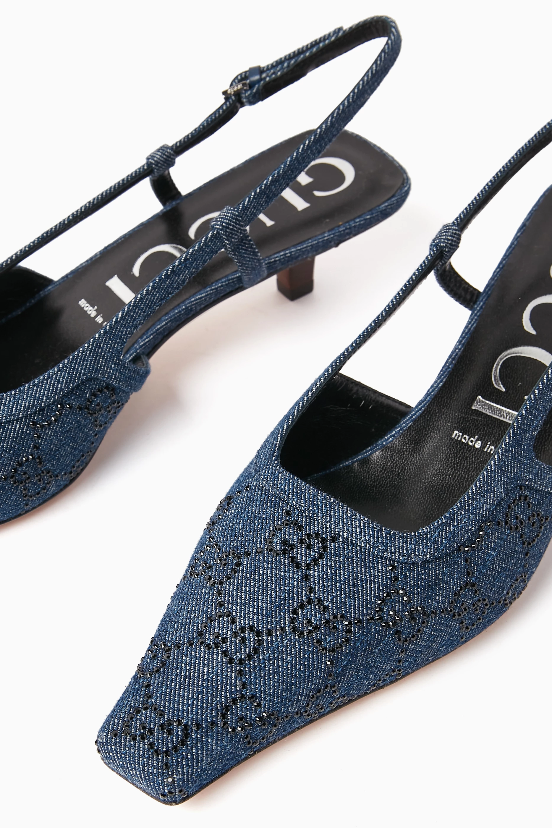Buy Gucci Blue GG Crystals Slingback Pumps in Denim For Women