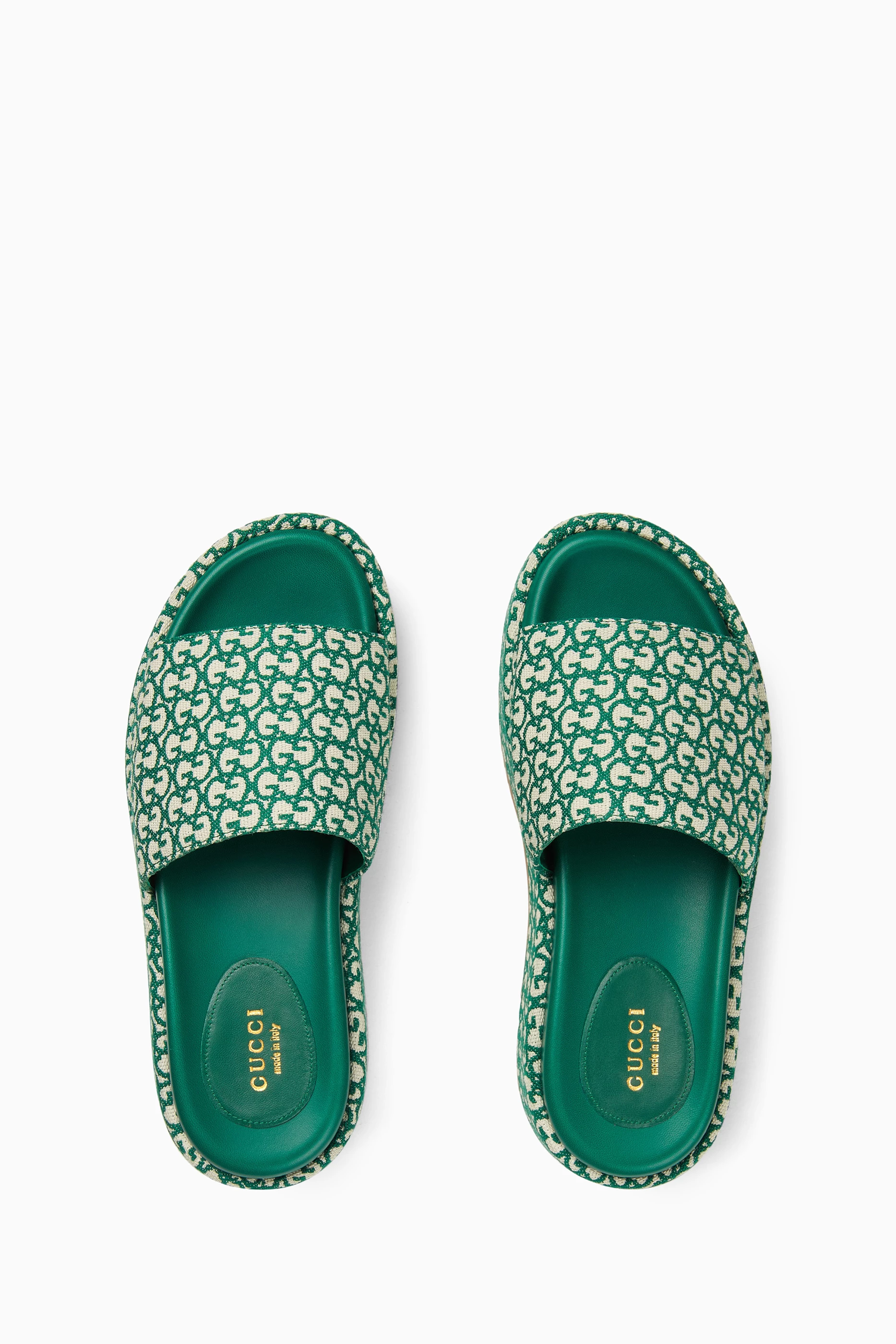 Buy Gucci Green GG Platform Slide Sandals in Logo Canvas For Women Online Ounass Saudi