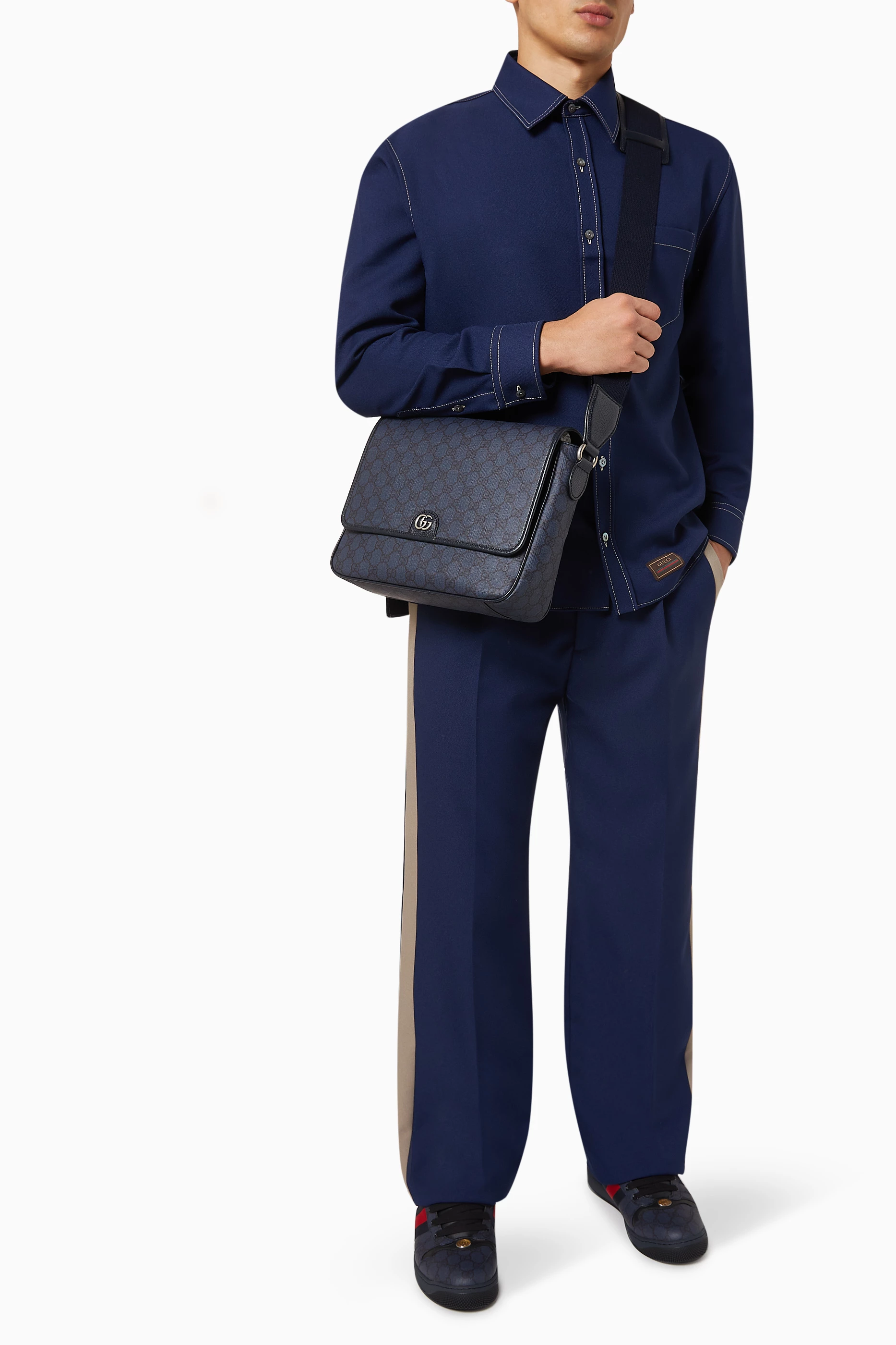 Buy Gucci Blue Ophidia Medium Messenger Bag in GG Supreme Tender