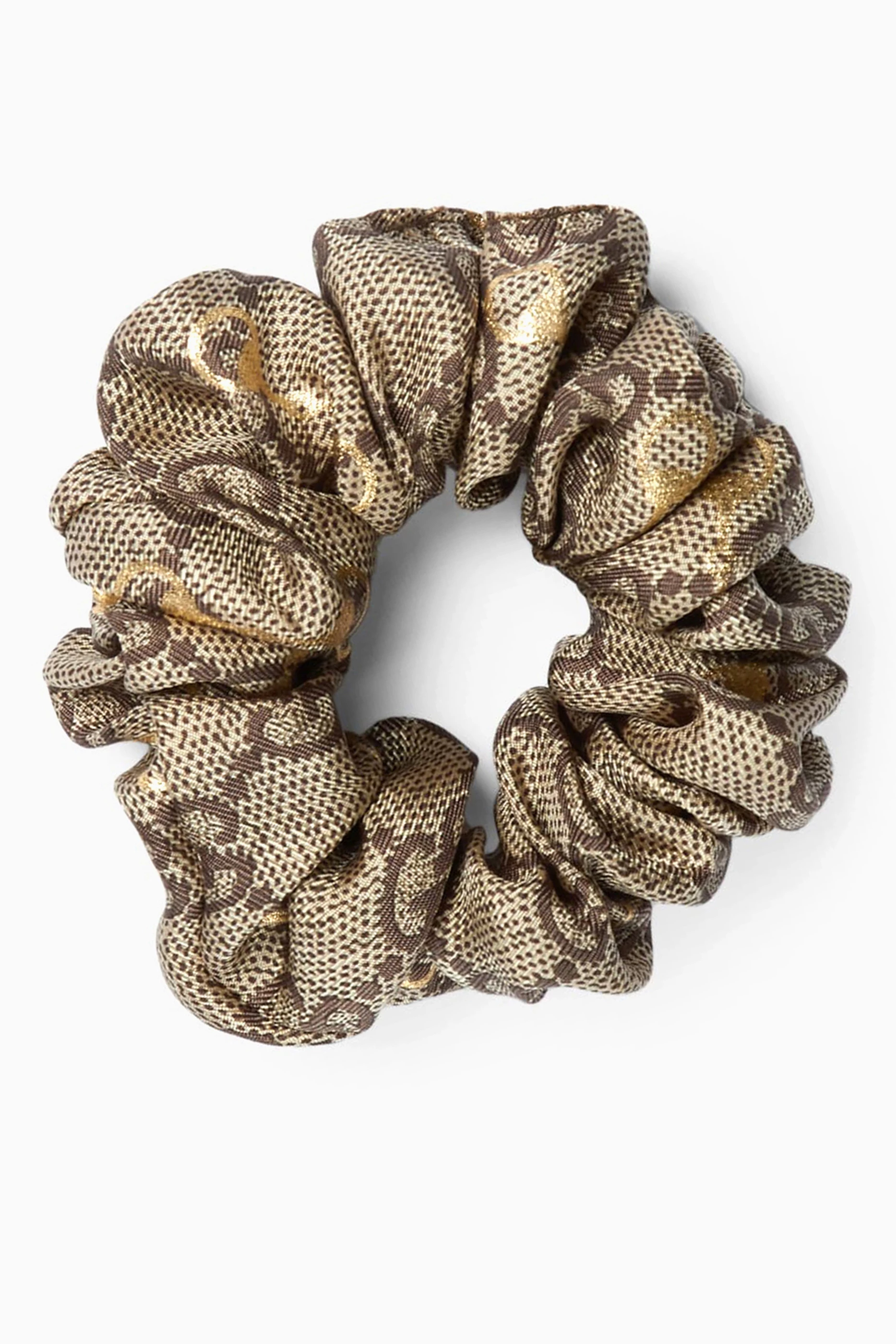 Buy Gucci Brown Scrunchie Set in Laminated Horsebit & GG  display picture 1