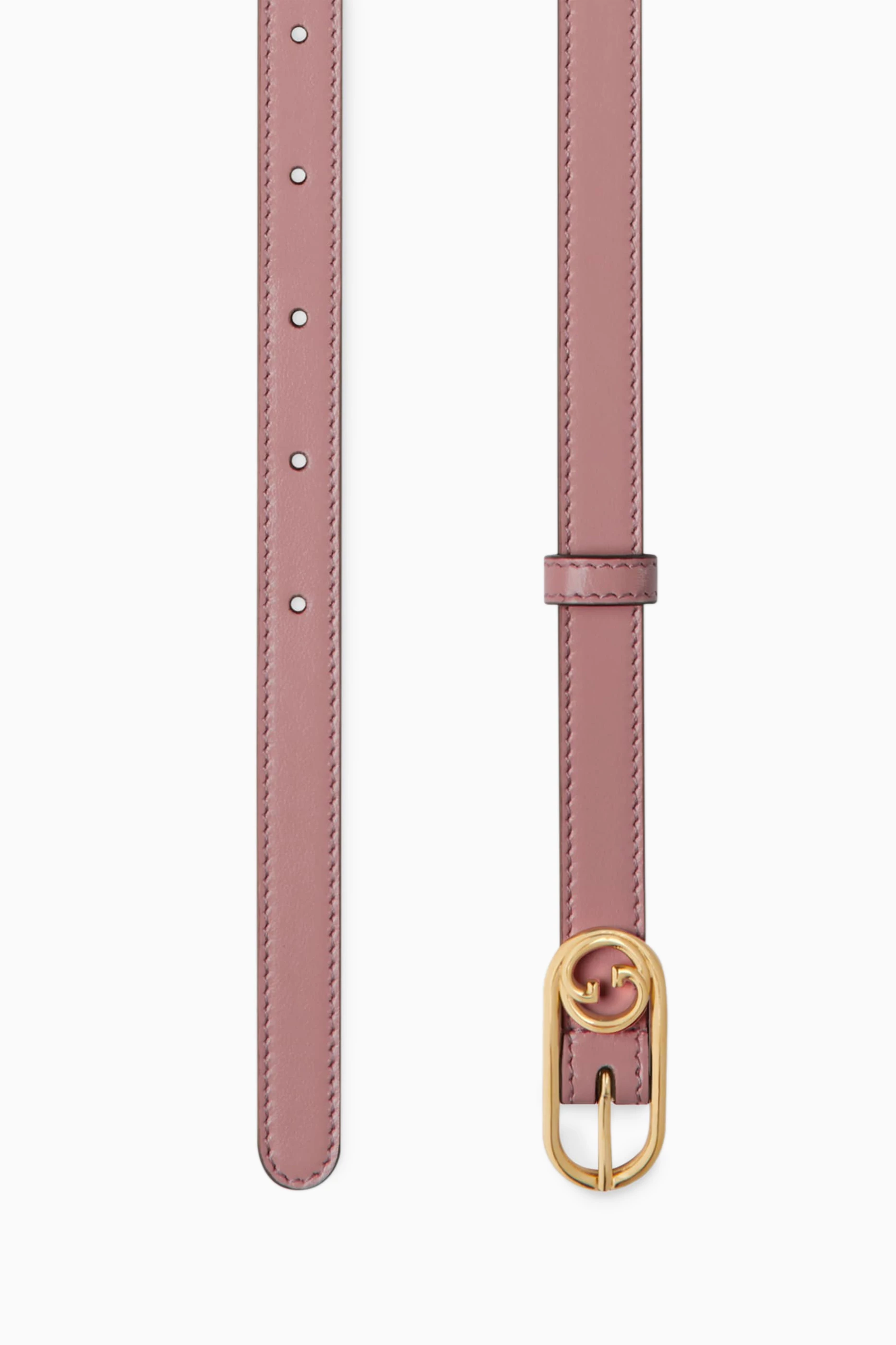 Buy Gucci Pink Round Interlocking G Thin Belt in Leather For Women
