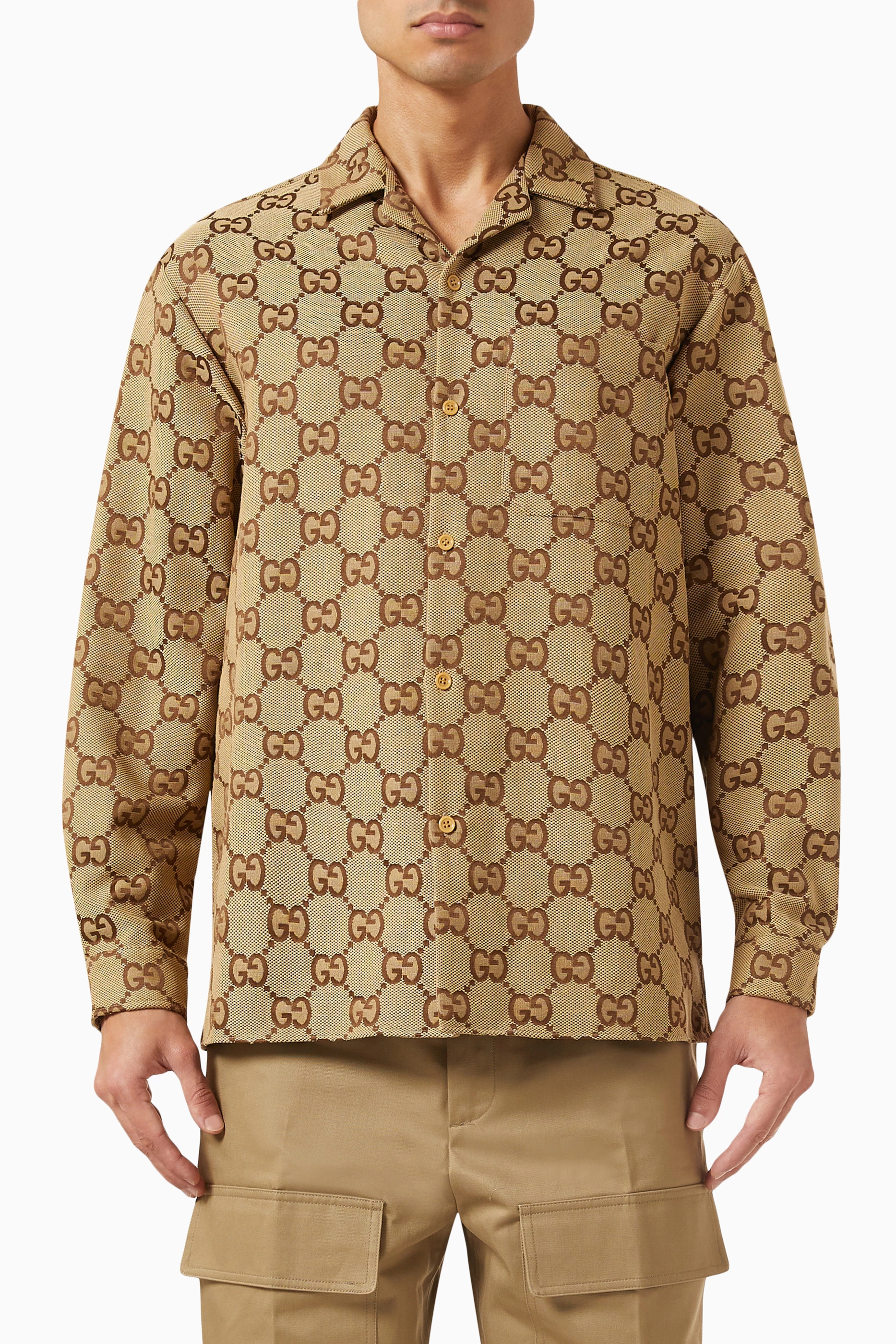 Blue Shirt Gucci Dress Up Shirt Gucci Printed Silk Shirt Runway Catalog