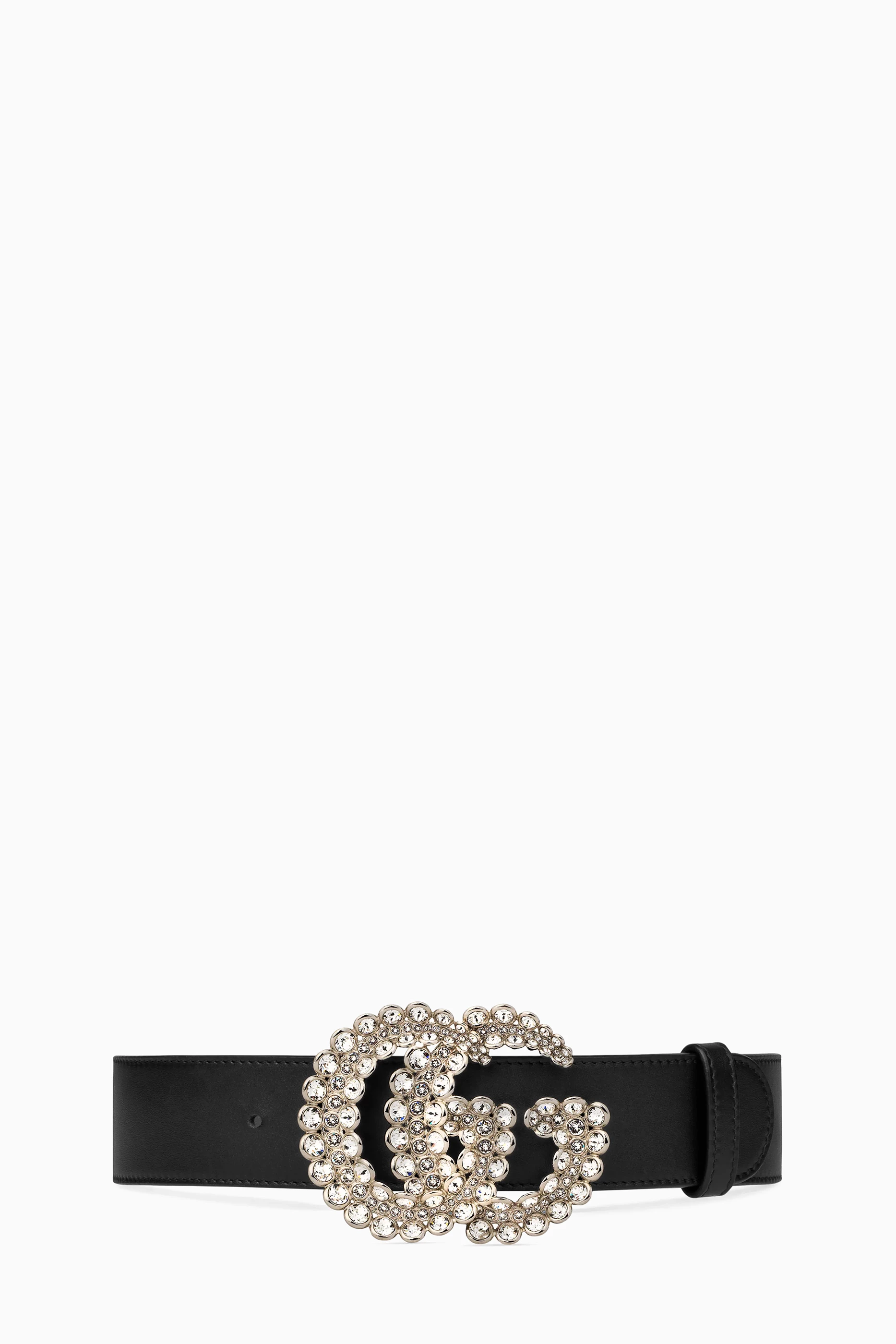 Buy Gucci Black Double G Crystal Buckle Belt in Leather For Women Online Ounass Saudi