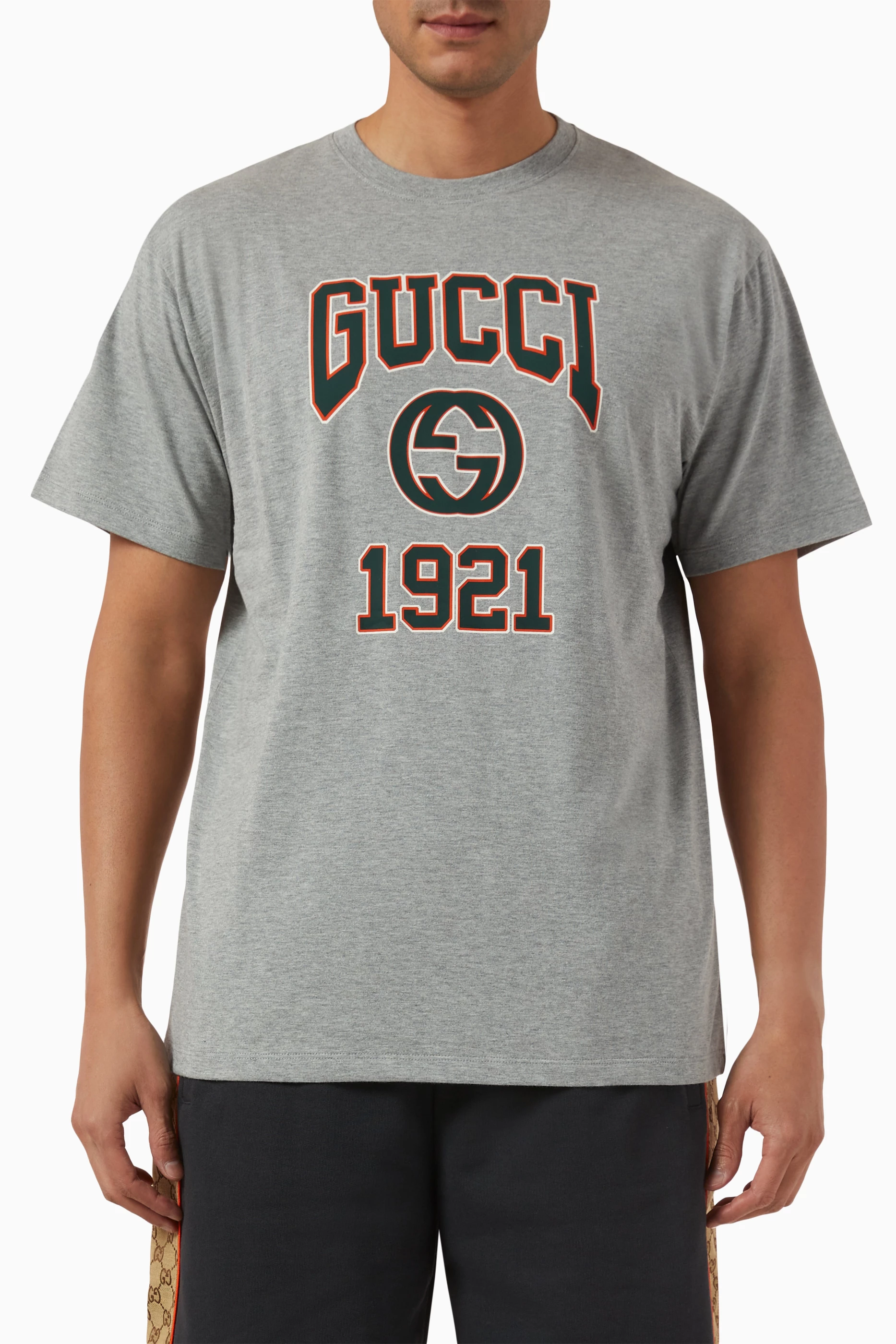 Buy Gucci Grey Logo-print T-shirt in Cotton-jersey For Men Online