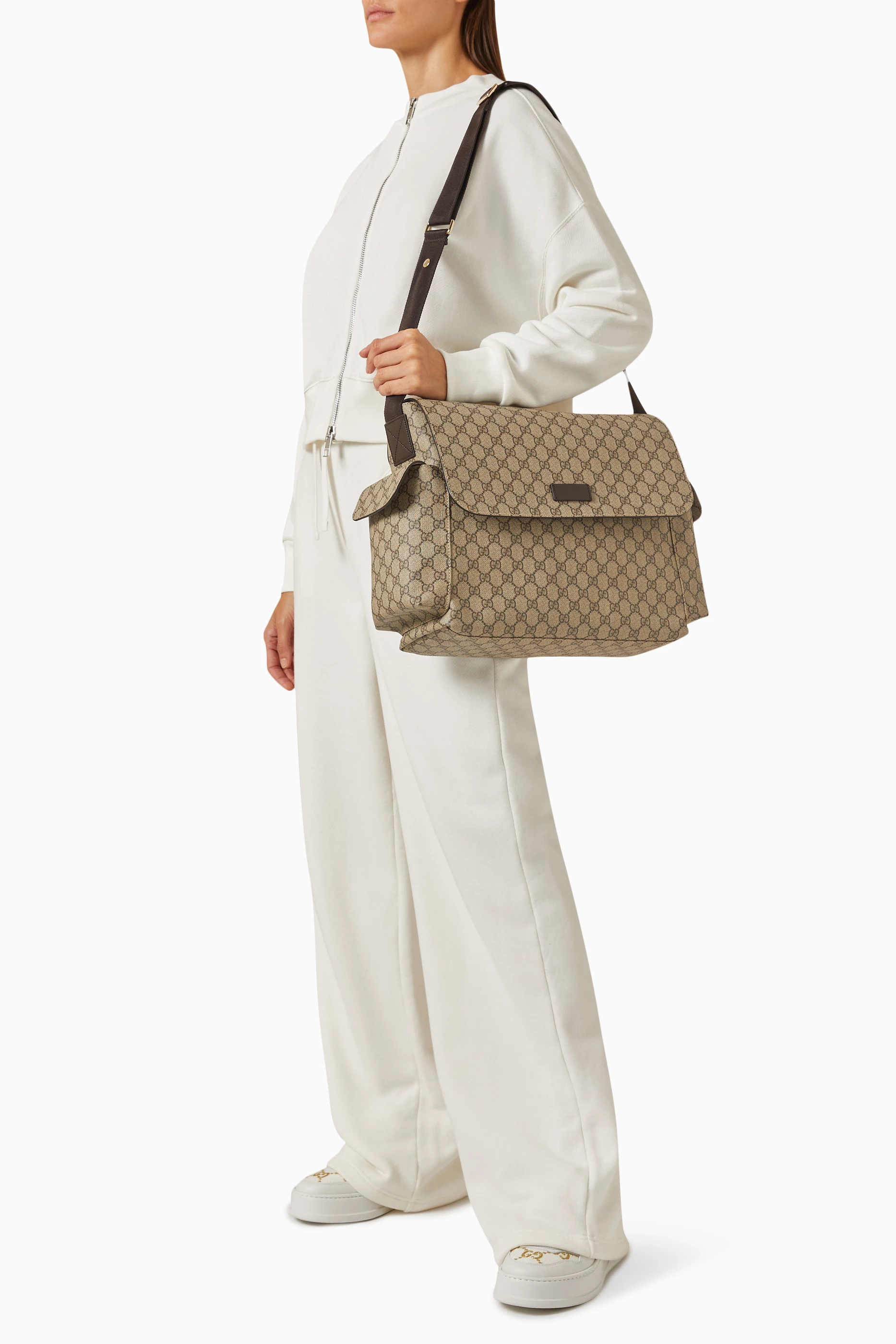 Buy Gucci Brown Plus Diaper Bag in GG Supreme Canvas Leather For Kids Online Ounass Saudi