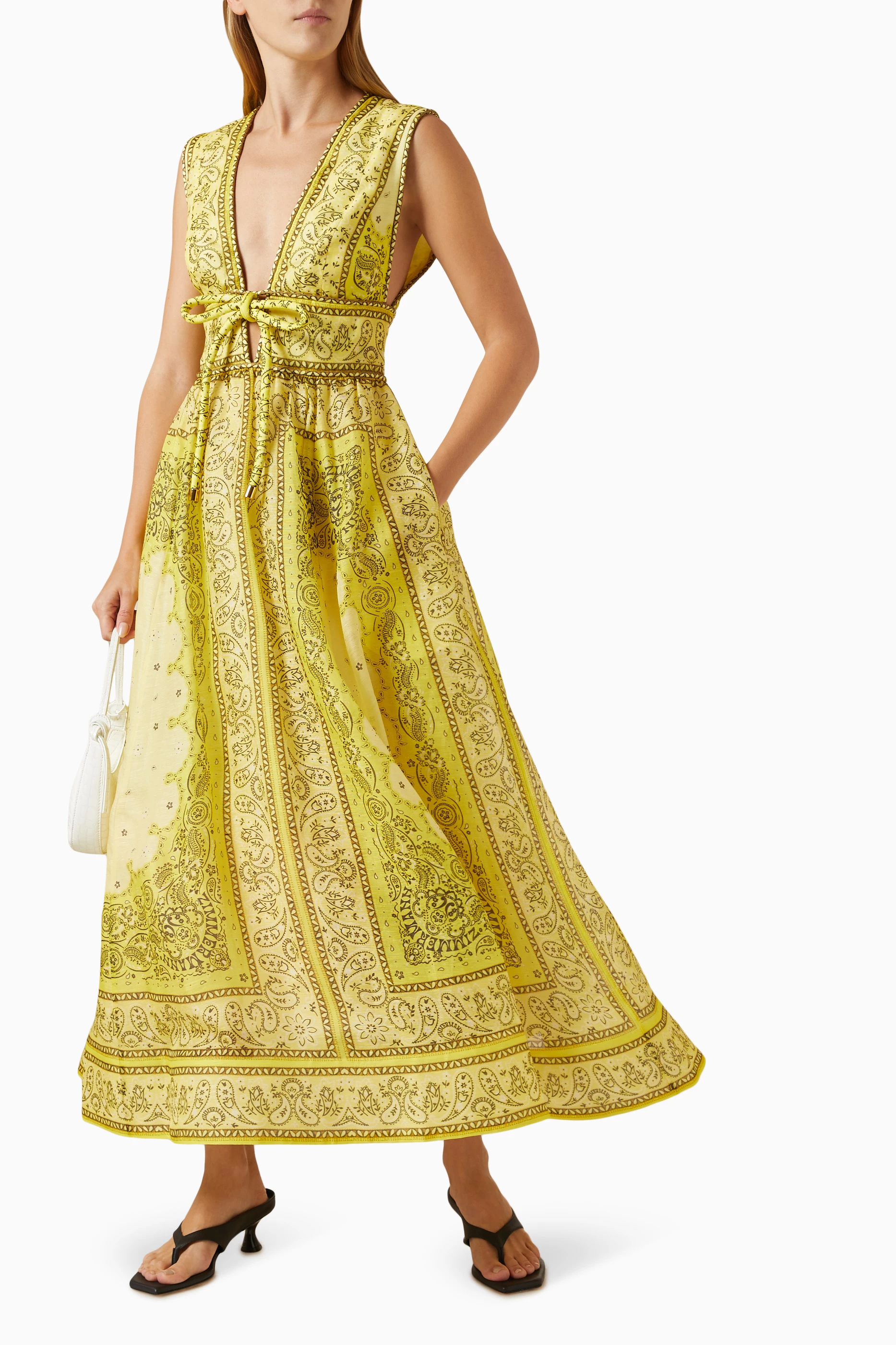 Buy Zimmermann Yellow Matchmaker Bow Maxi Dress in Silk