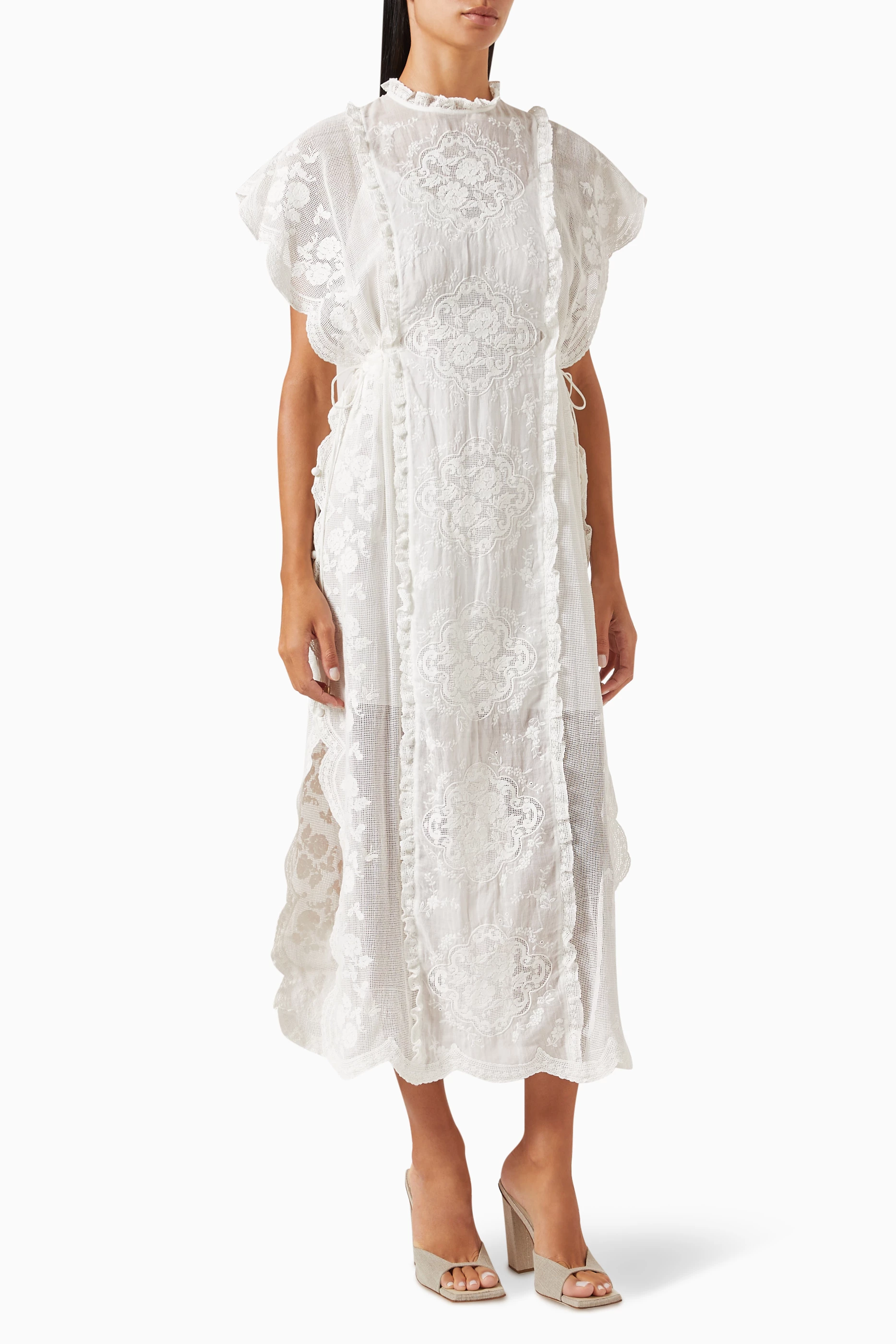 Buy Zimmermann Neutral Alight Draw Waist Midi Dress For Women Online |  Ounass Saudi