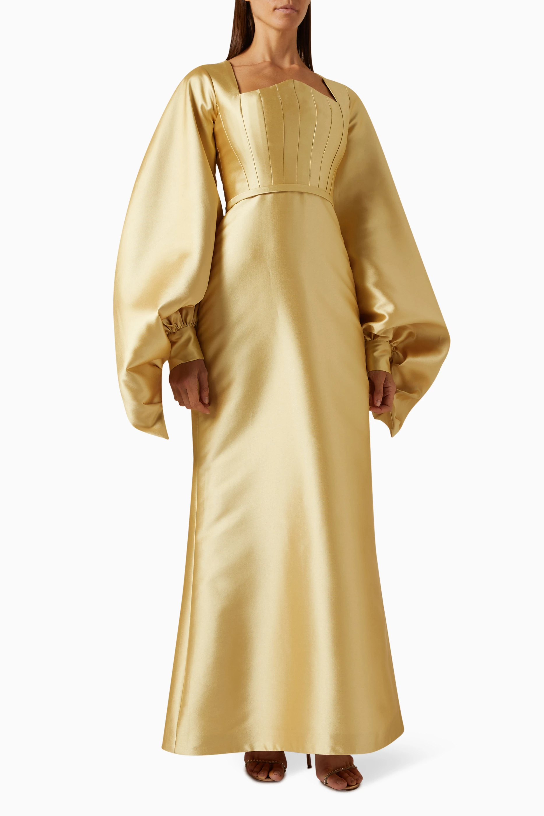 Buy Euphoria Gold Balloon-sleeve Maxi Dress in Mikado For Women Online |  Ounass Saudi