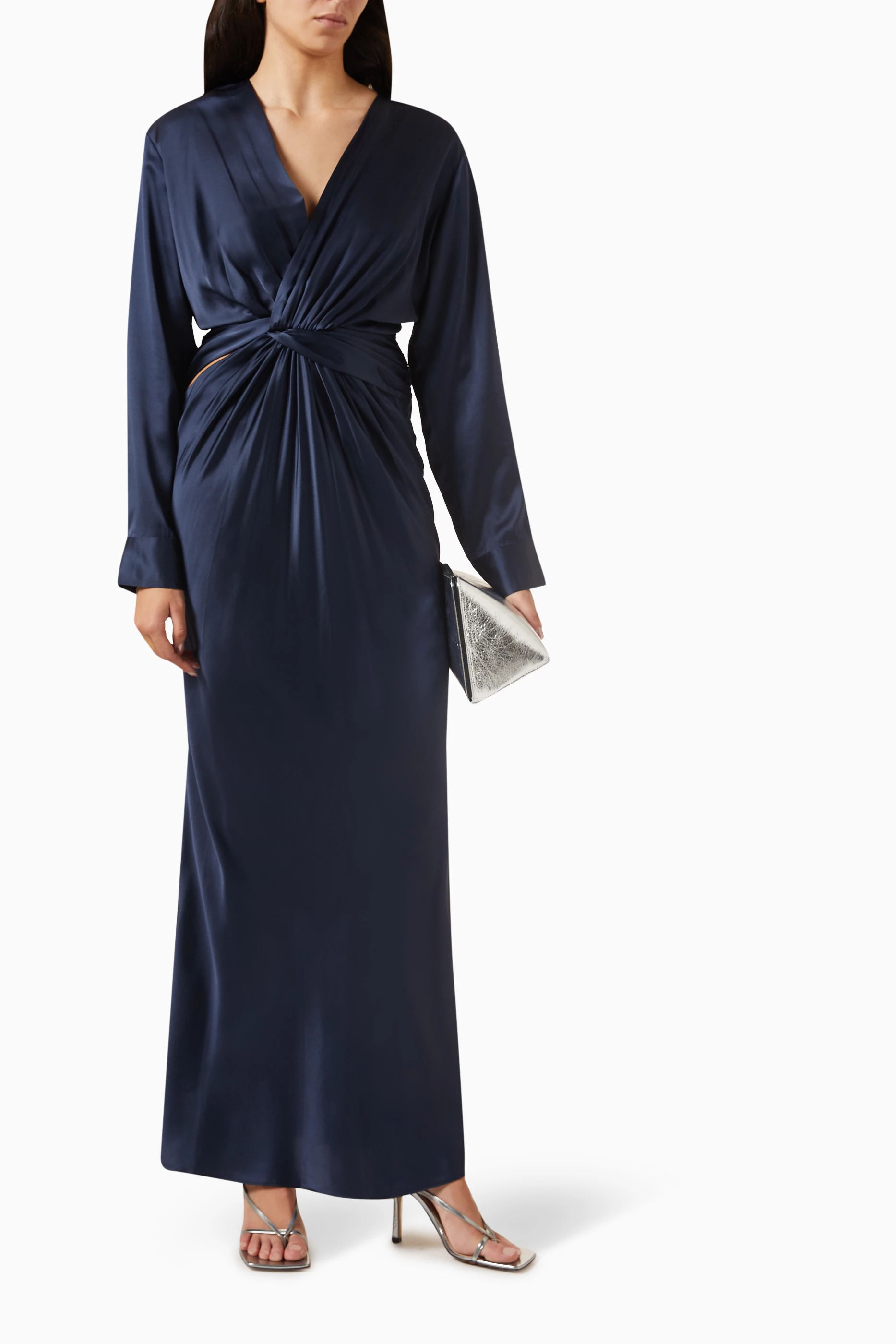 christopher esber triquetra dress blue CHRISTOPHER ESBER Triquetra cutout silk-satin maxi dress