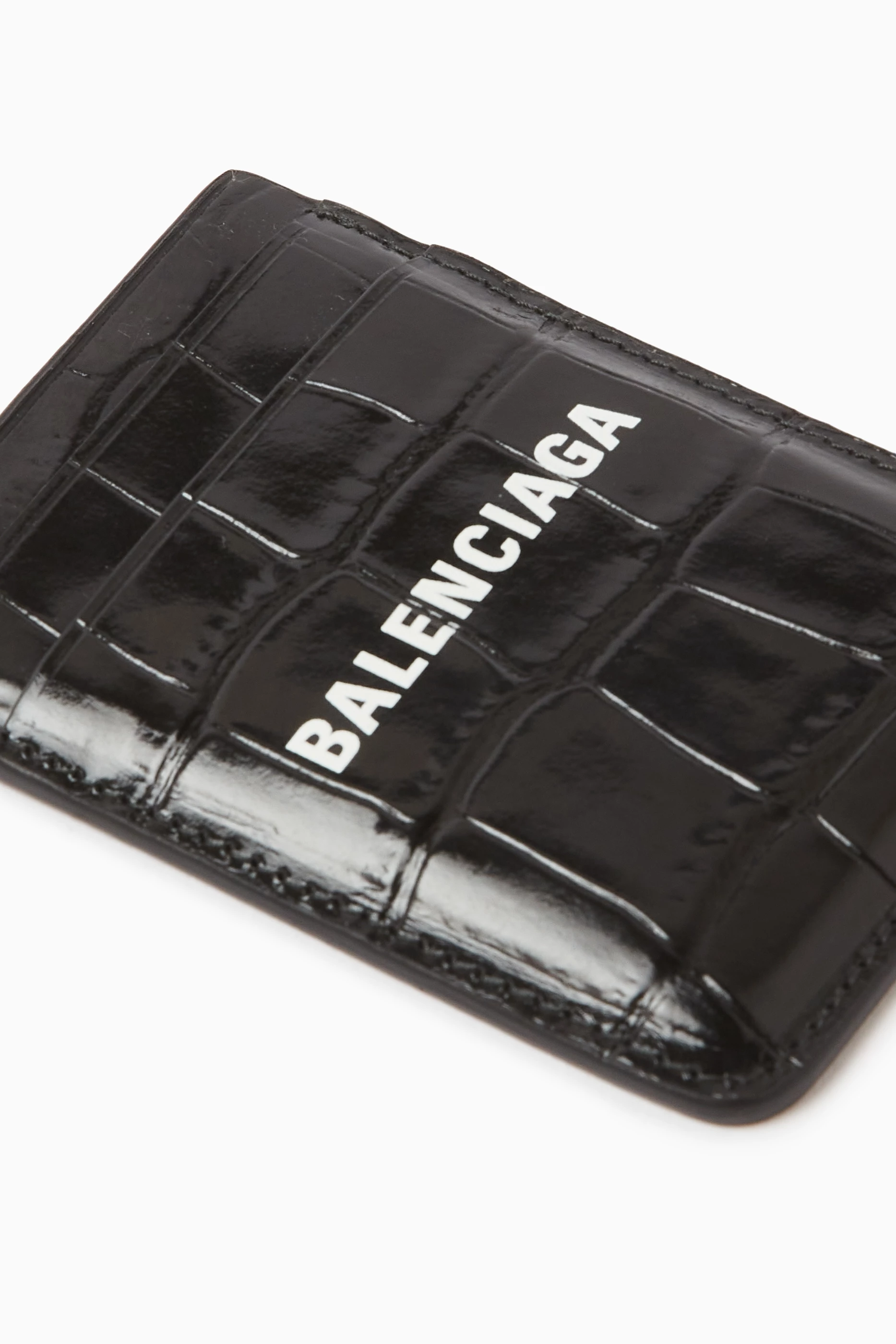 Buy Balenciaga Black Cash Iphone Magnet Card Holder in Shiny Croc